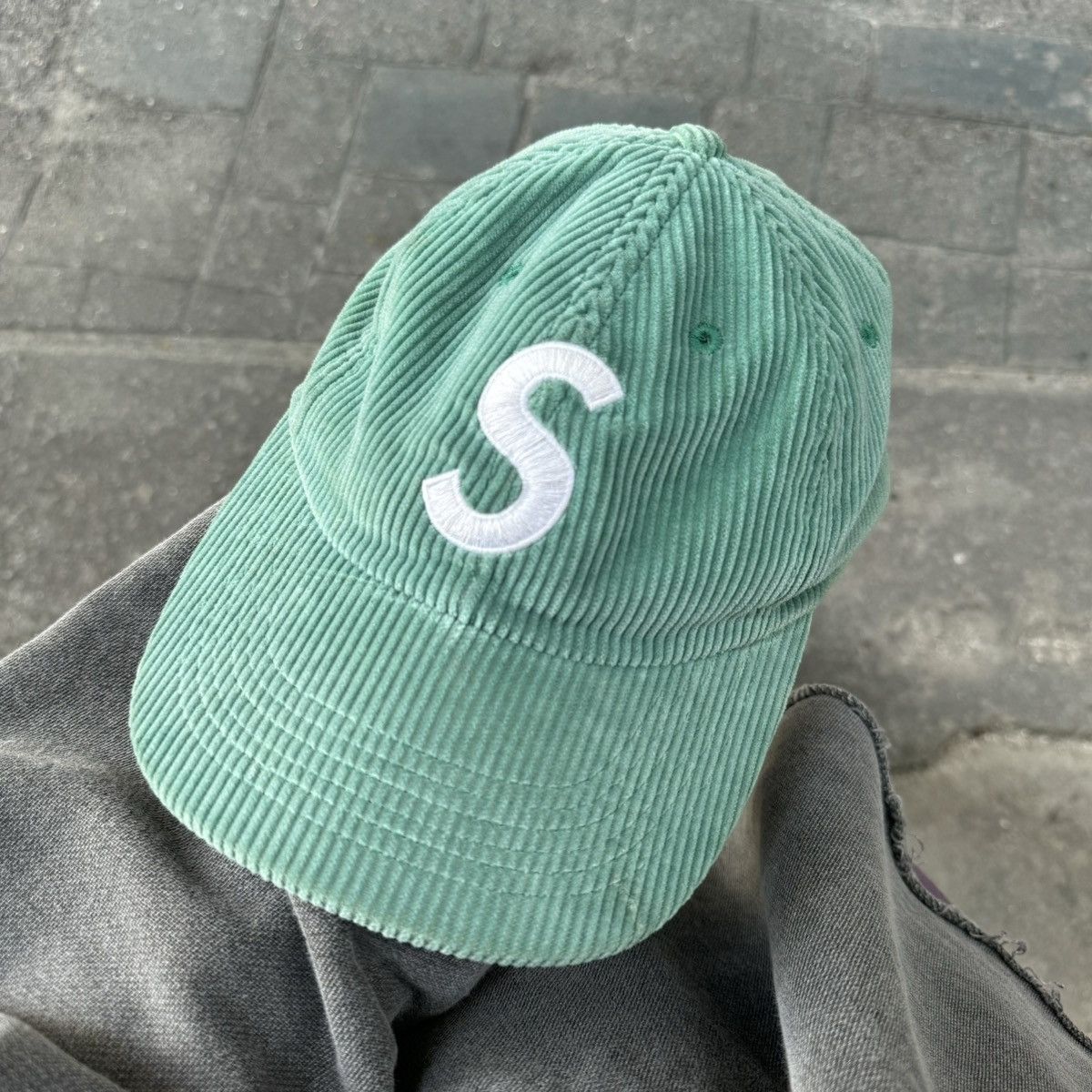 image of Supreme S Logo Corduroy 6 Panel in Green, Men's