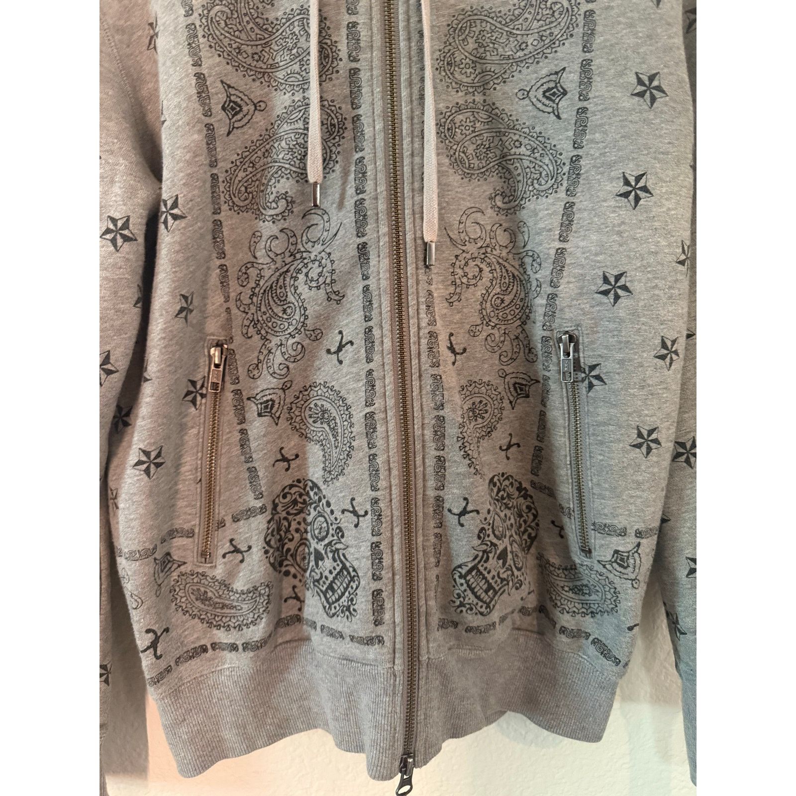 Japanese Brand 291295 District Zip Hoodie Bandana Print Gray Size US M / EU 48-50 / 2 - 4 Thumbnail