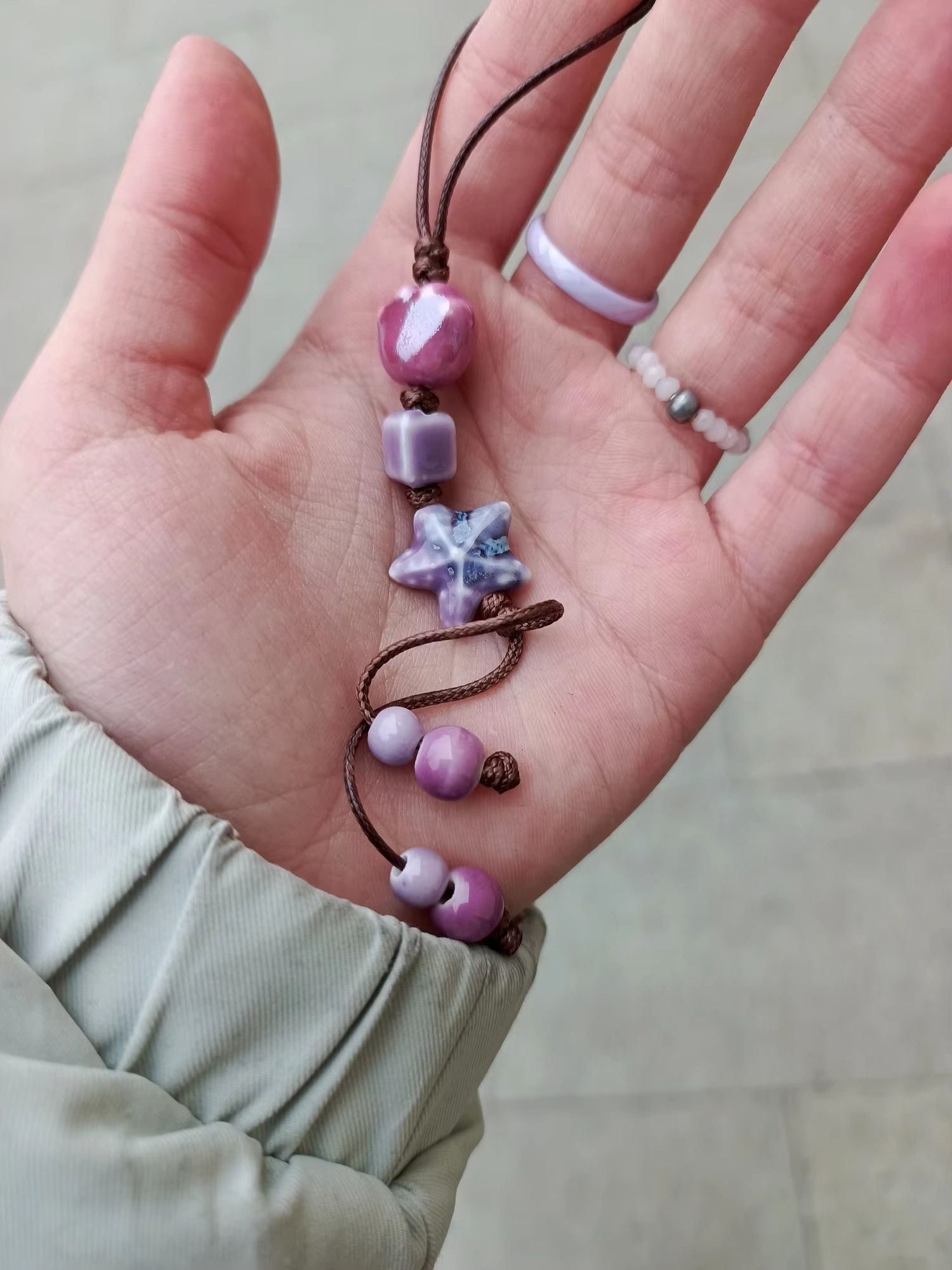 Handmade Star Ceramic Keychain Unique Bag Pendant Gift For Her Size ONE SIZE - 1 Thumbnail