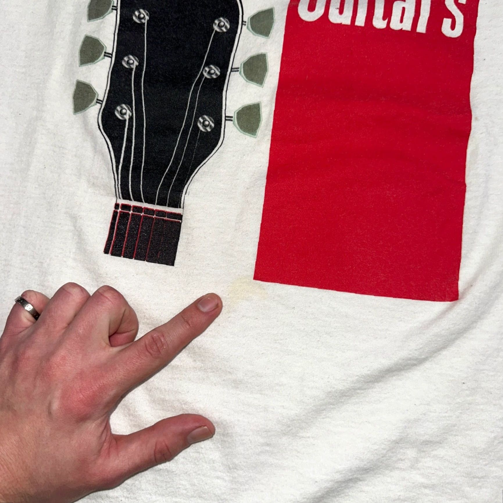 Fruit Of The Loom VINTAGE Supro Guitars T Shirt FOTL 90s Single Stitch Music Band Gibson Martin 1990s Mens L White Shirt Size US L / EU 52-54 / 3 - 5 Thumbnail