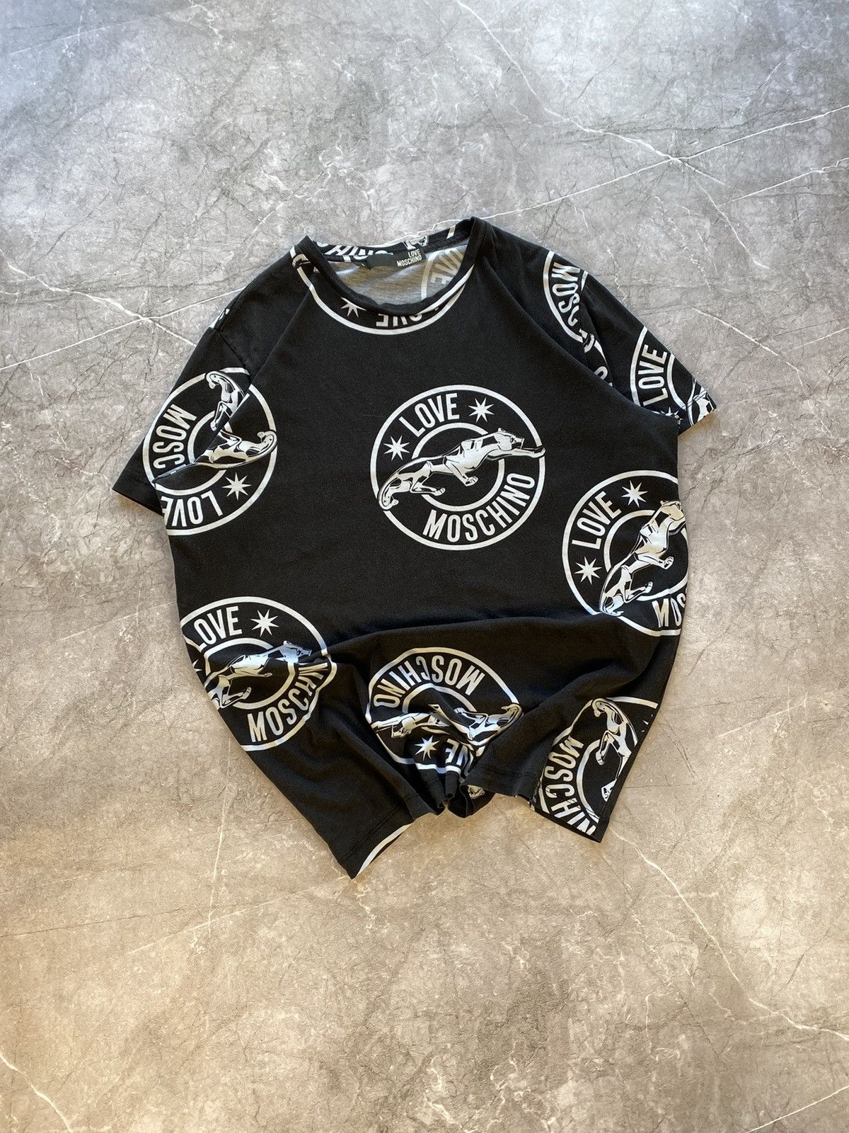 Designer × Moschino Rare Love Moschino Panther Multi logo Black T shirt Size US L / EU 52-54 / 3 - 1 Thumbnail
