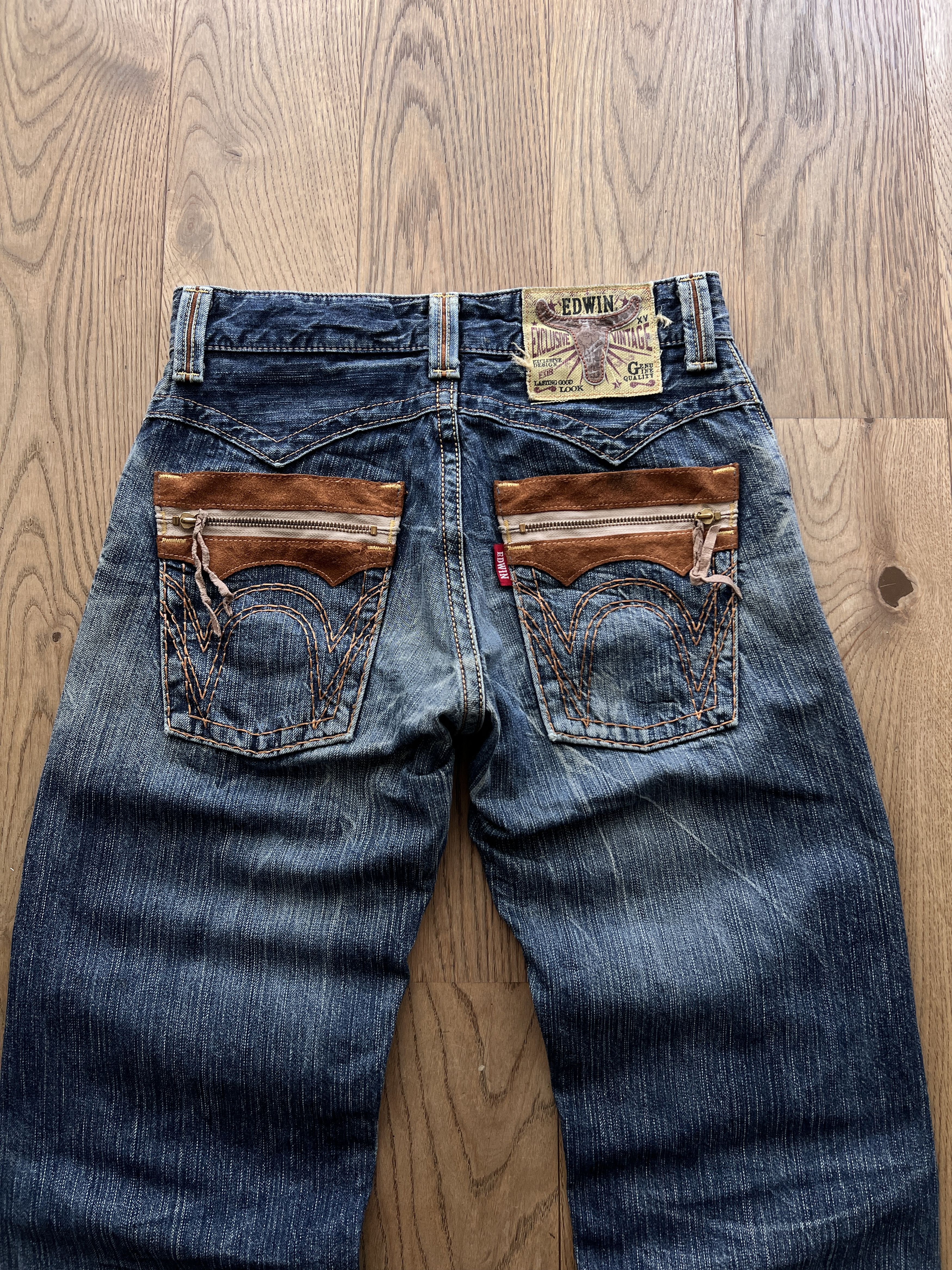 Edwin EDWIN WESTERN COWBOY DENIM JEANS DISTRESSED VINTAGE RARE Y2K Size US 29 - 2 Thumbnail