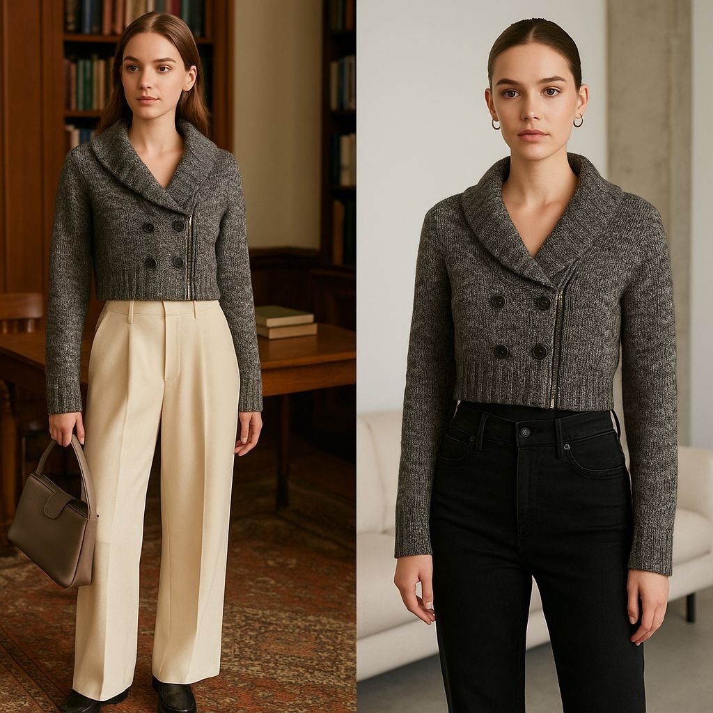 Other Trouvé Women’s Cropped Sweater Gray Zip M Minimalist Size M / US 6-8 / IT 42-44 - 1 Thumbnail