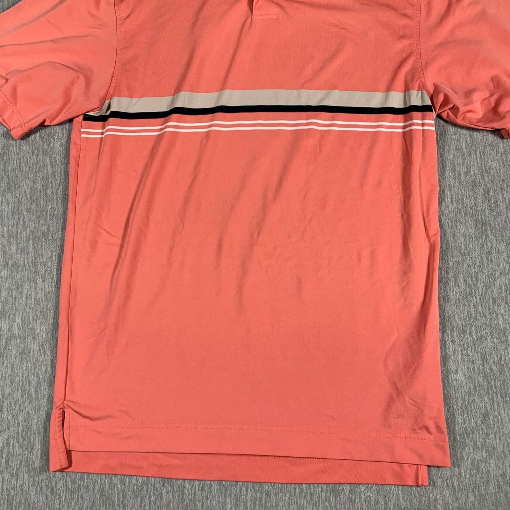 Footjoy FootJoy Shirt Mens M Coral Striped Polo Golf Athletic Fit Invitational Size US M / EU 48-50 / 2 - 3 Thumbnail