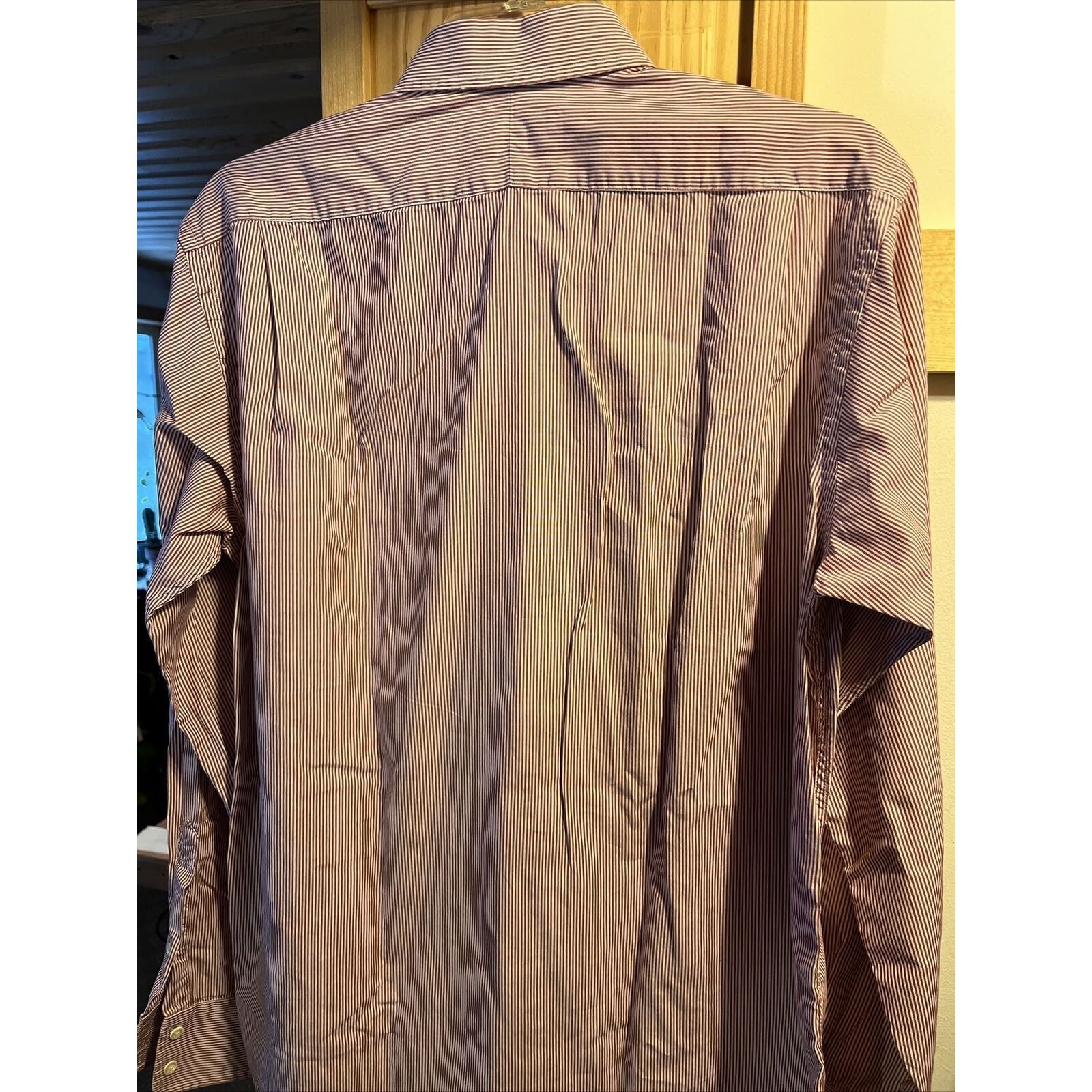 Burberry Burberry London Men’s 15.5 35 Burgundy Striped Cotton Shirt Size US M / EU 48-50 / 2 - 17 Thumbnail