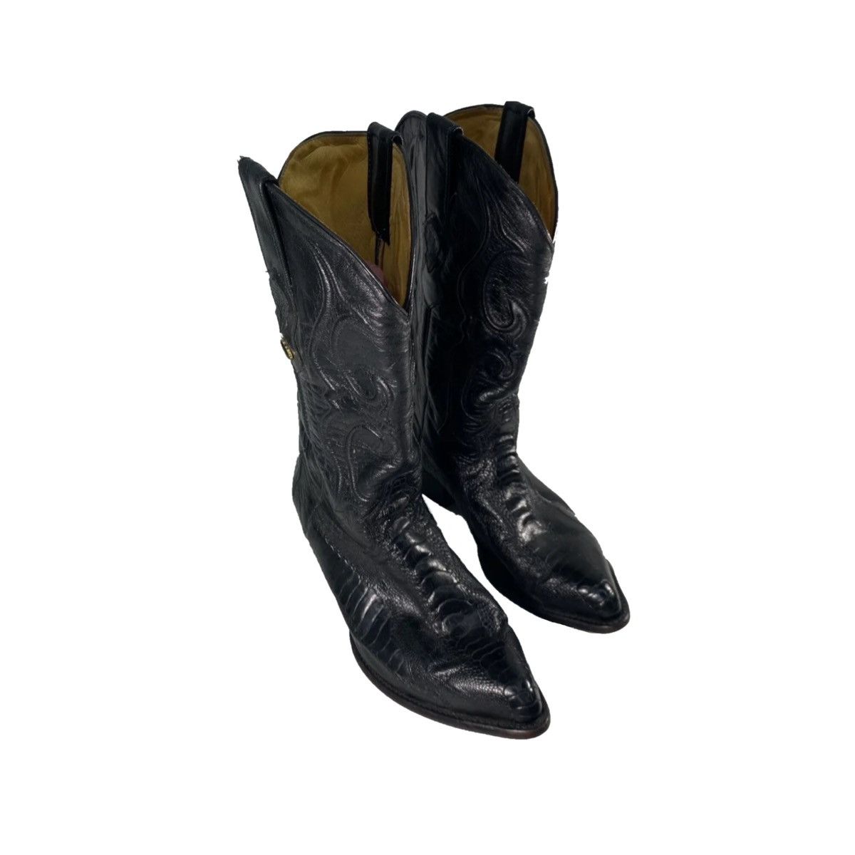 Cowboy Equipment × Los Altos Boots × Vintage ★ Los Altos, Black Leather Exotic Ostrich Cowboy Boots Size US 11.5 / EU 44-45 - 1 Thumbnail