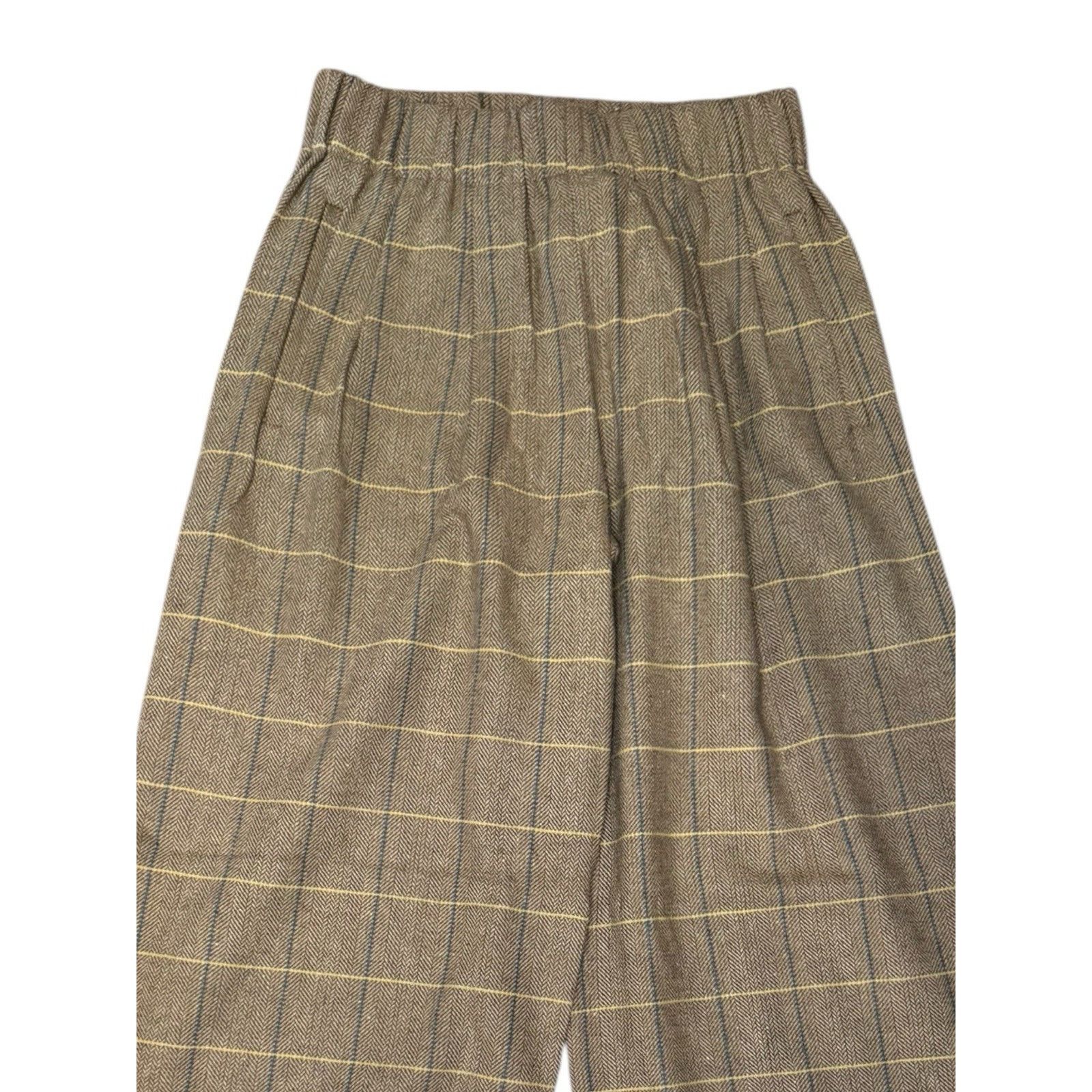 Other Weili Zheng NEW Wide Leg Trousers Check Herringbone Tan Size 26" / US 2 / IT 38 - 5 Thumbnail