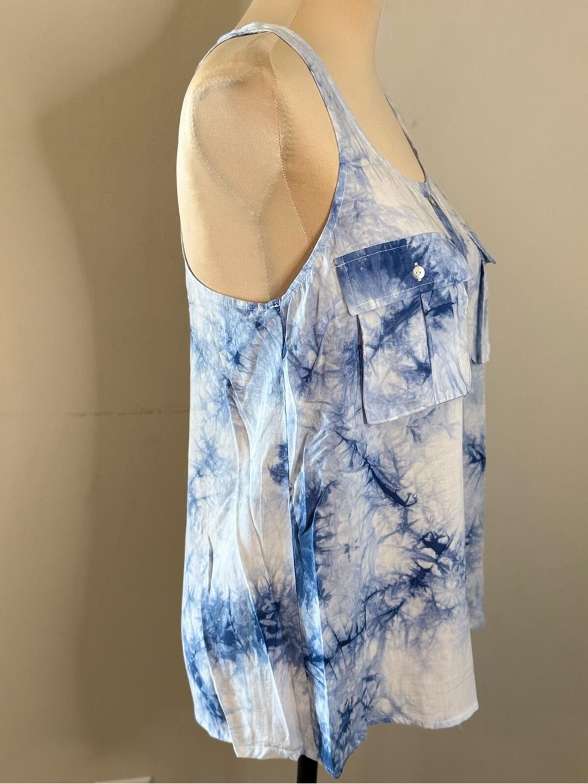 Other Entro blue white tie dye tank top pockets racer back SZ SM Size S / US 4 / IT 40 - 2 Thumbnail