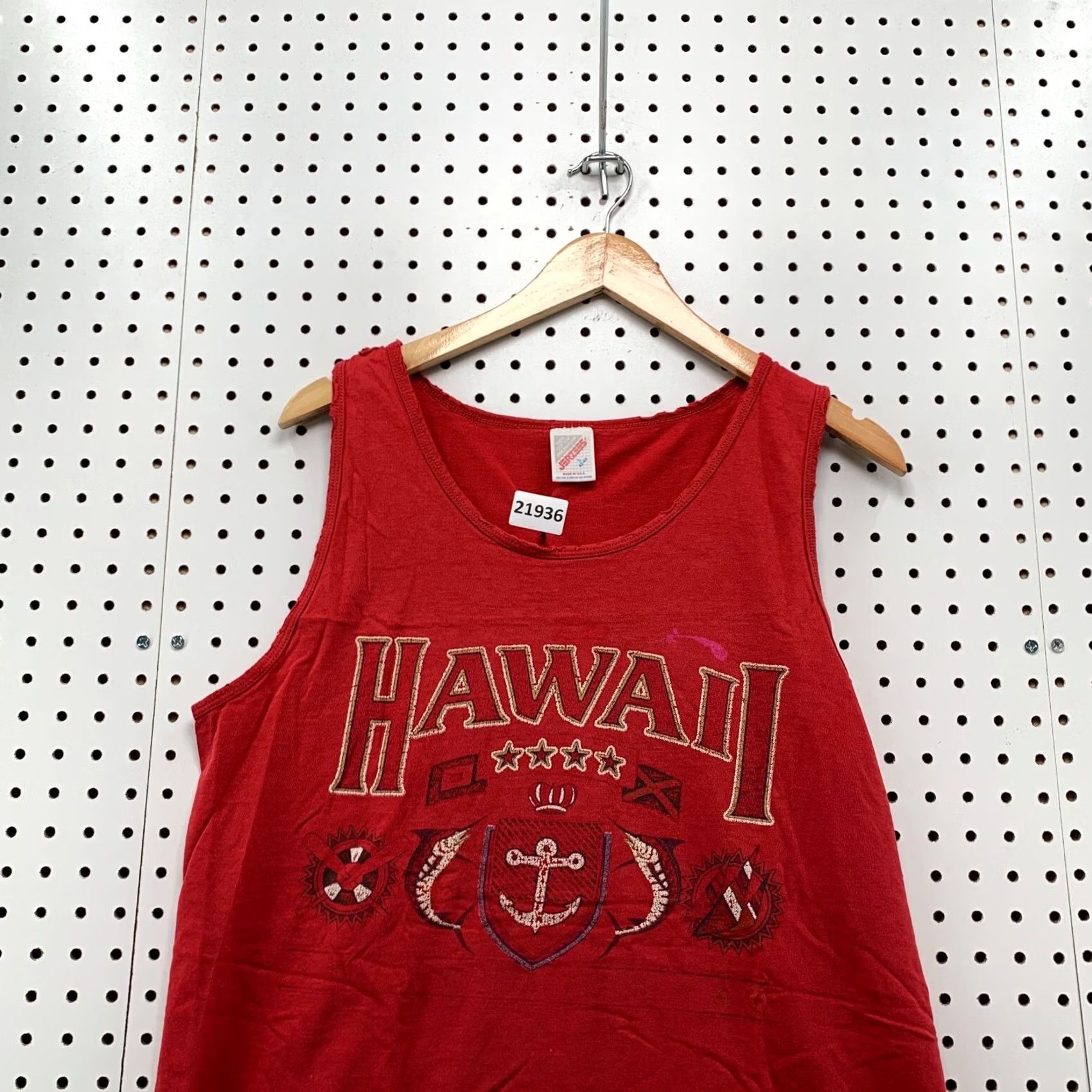 Jerzees VINTAGE Hawaii Tank Shirt Red XS Adult Small 19.5x26.5 Sleeveless Crest Logo Nike Shirt Size US S / EU 44-46 / 1 - 7 Thumbnail