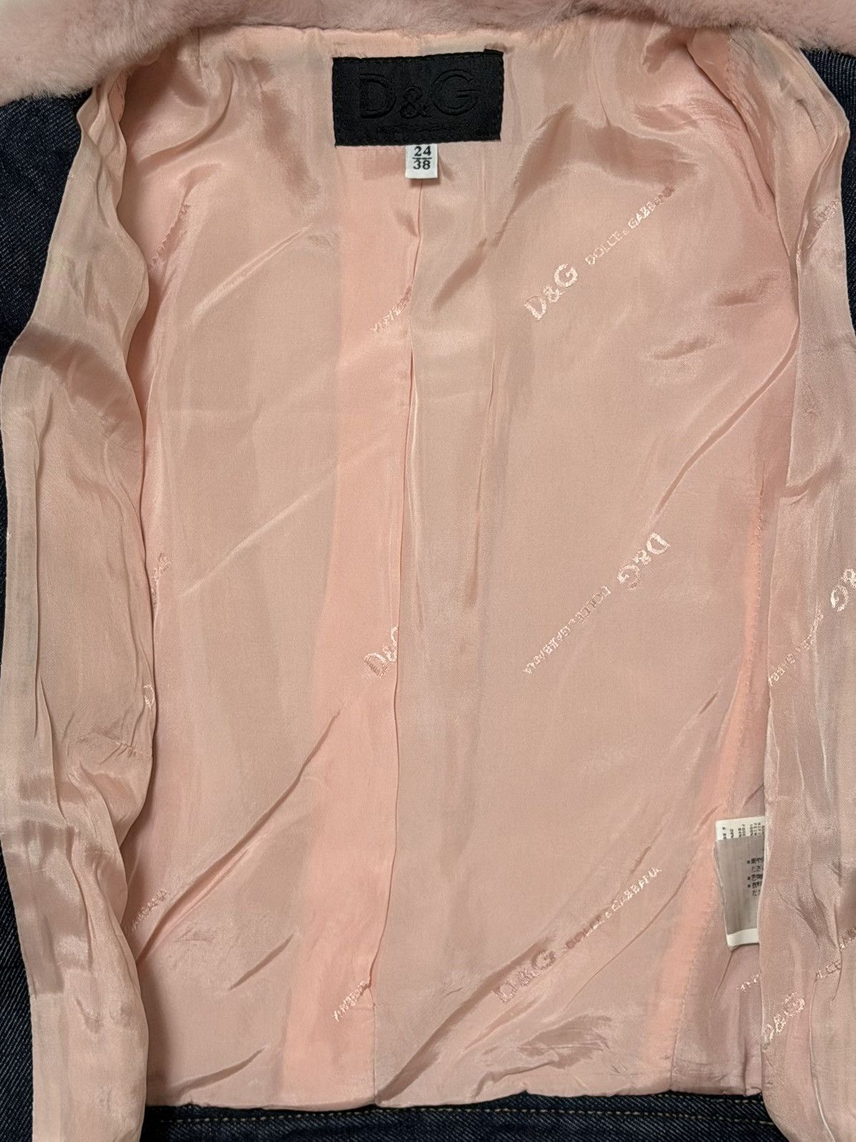 Dolce & Gabbana D&G Fall Winter 1999 Pink Fur & Denim Cropped Jacket Size XS / US 0-2 / IT 36-38 - 6 Thumbnail
