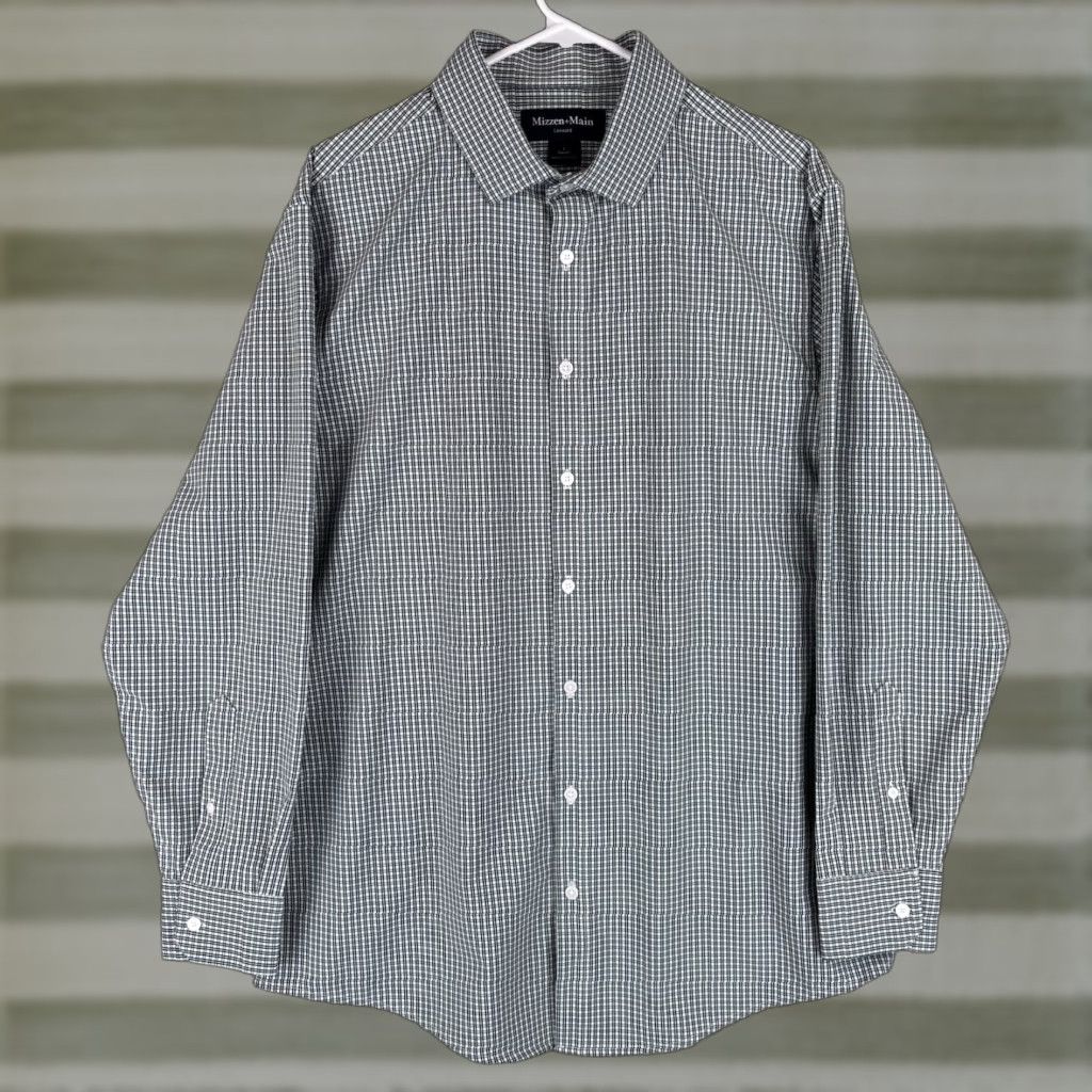 Mizzen+Main Mizzen+Main Shirt Men's L Green Plaid Leeward Stretch Button-Up Collared Long Sleeve Size US L / EU 52-54 / 3 - 1 Thumbnail
