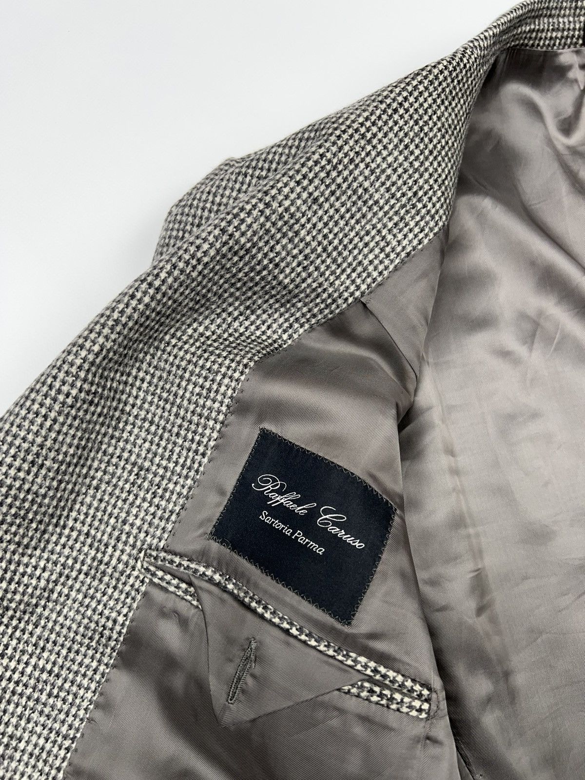 Caruso Raffaele Caruso Cashmere Blazer Jacket houndstooth Gray Size 44R - 12 Thumbnail