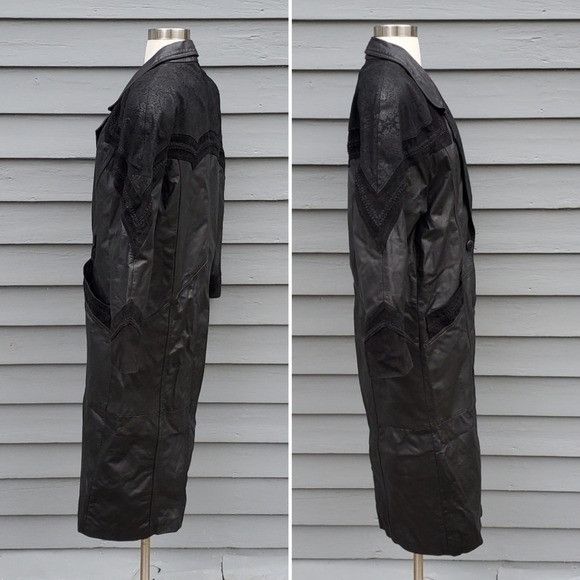 Vintage Vintage 90s y2k Winlet Black Leather Oversize Slouchy Trench Size M / US 6-8 / IT 42-44 - 2 Thumbnail