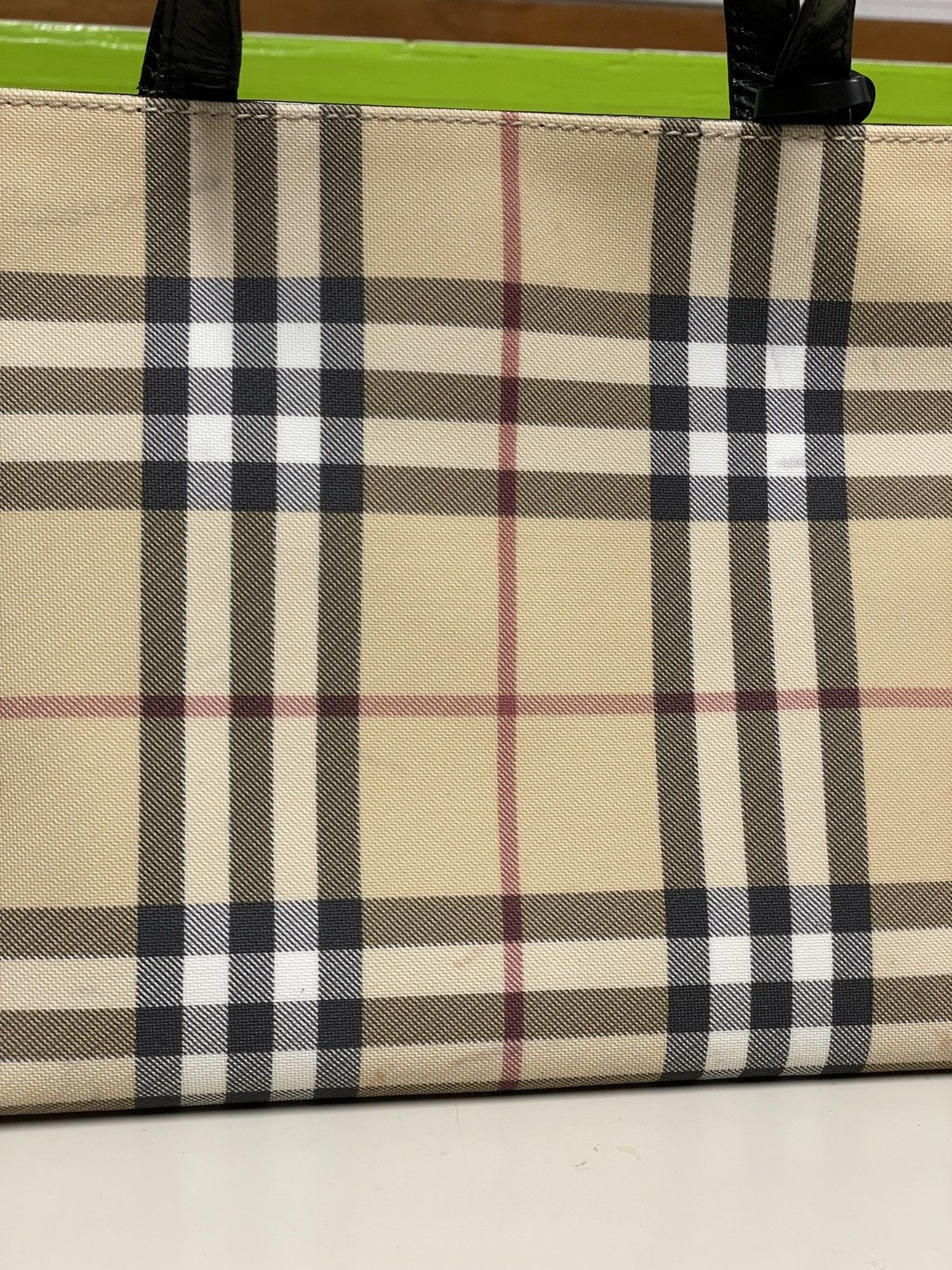 Burberry VTG BURBERRY Nova Check Leather-Canvas Tote Hand Bag Purse S Size ONE SIZE - 14 Thumbnail