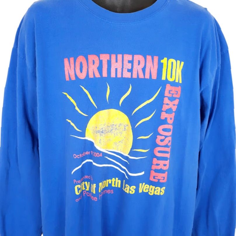 Gildan VINTAGE Gildan T-Shirt Mens XL Blue Graphic Tee Run Running Marathon 10K North Las Vegas Race Size US XL / EU 56 / 4 - 2 Thumbnail