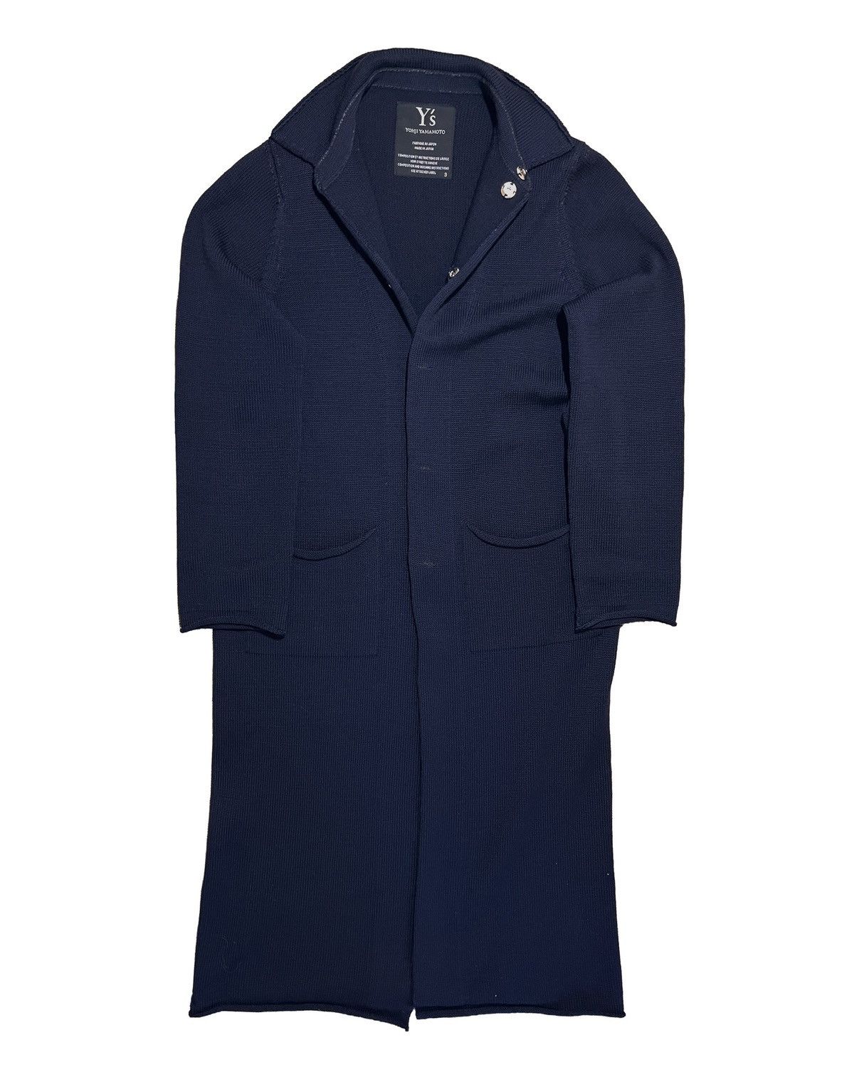 Yohji Yamamoto Y’s Yohji Yamamoto Navy Wool Knit Long Coat Size 3 (L) Size L / US 10 / IT 46 - 10 Thumbnail