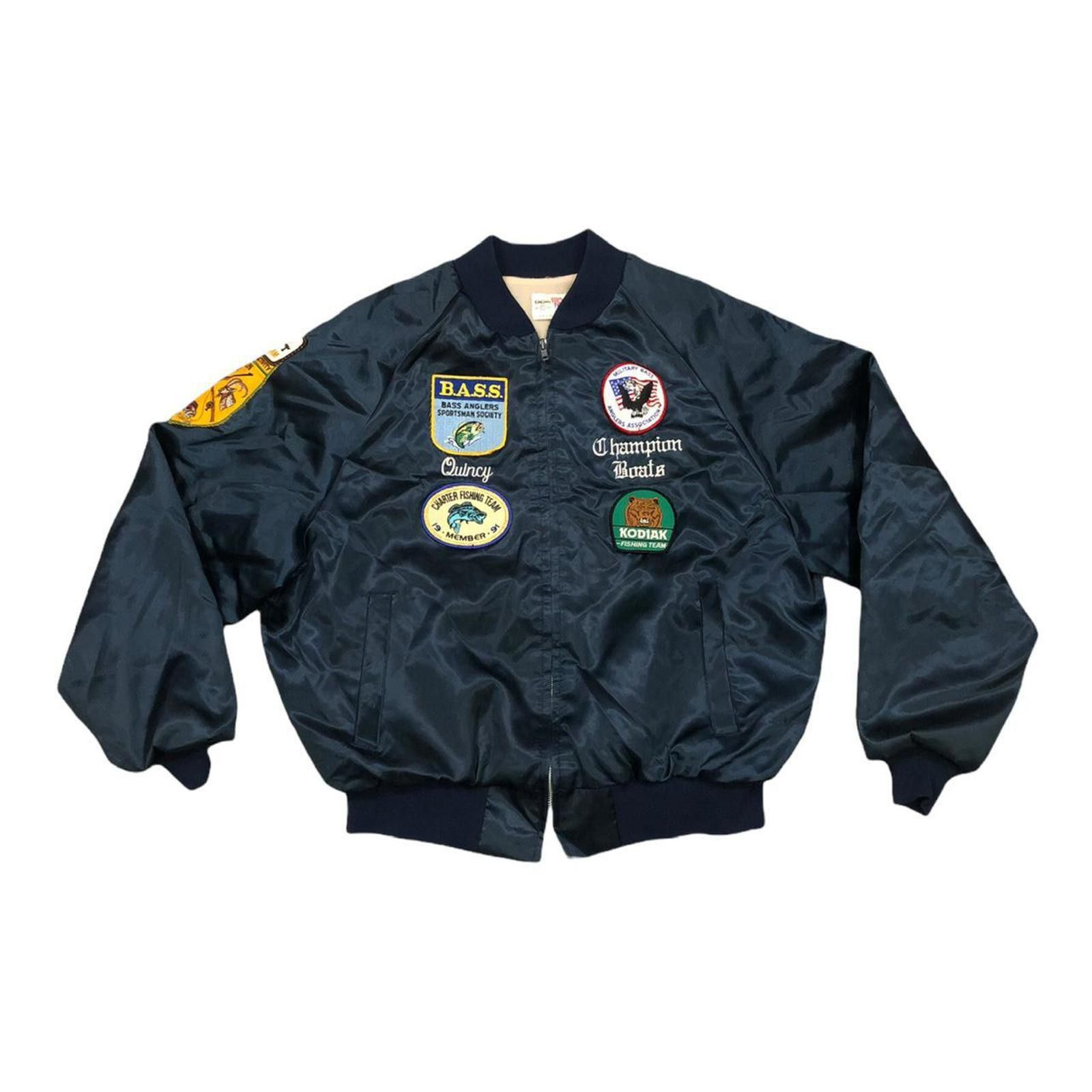 Designer Vintage Champion Boats Bomber Jacket With Patches Size US L / EU 52-54 / 3 - 1 Thumbnail