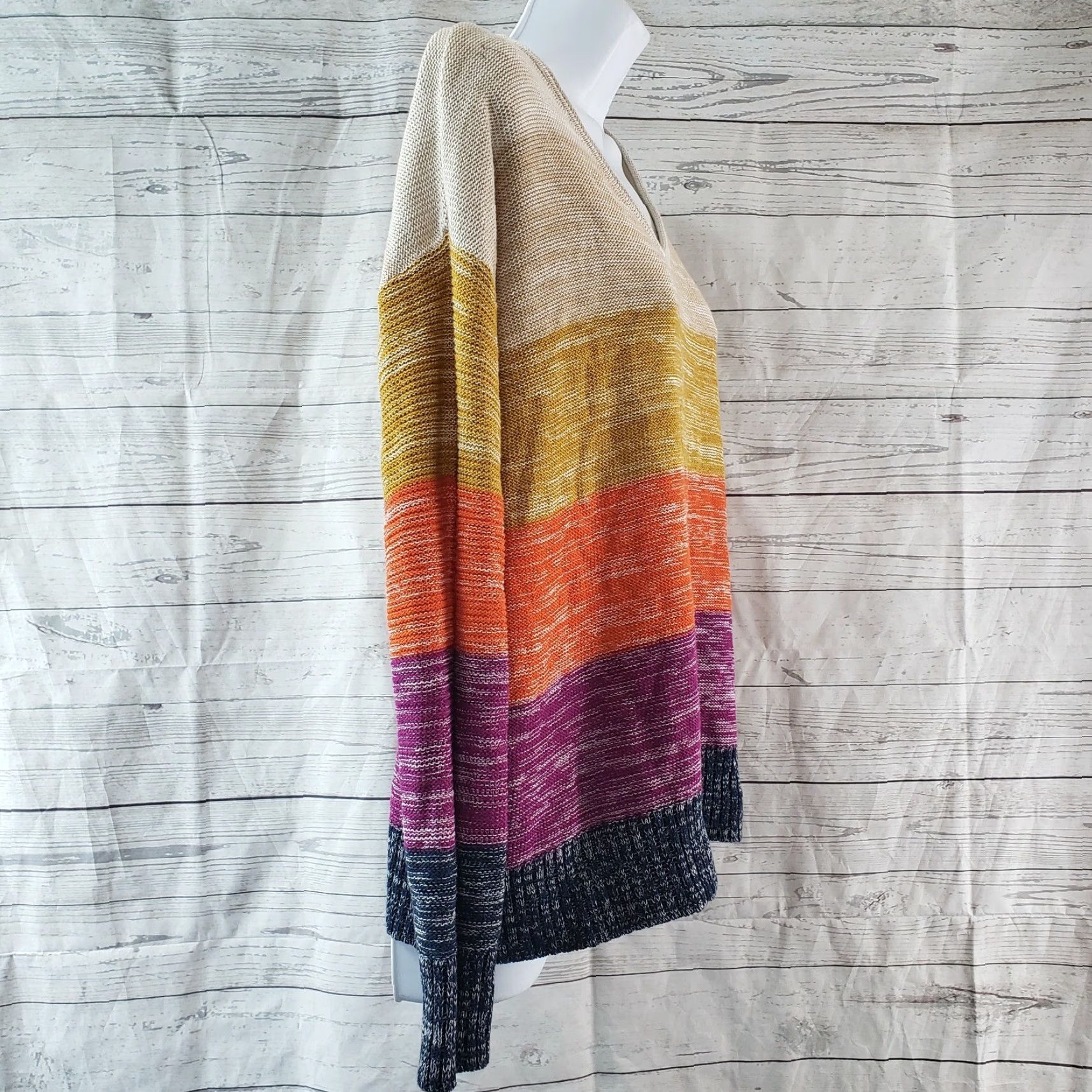 Vintage Margeaux & Ellie Womens Sweater Striped Orange Purple Long Sleeve Size M Pullover Knit Cotton Blend Womens Medium Offshore Size M / US 6-8 / IT 42-44 - 4 Thumbnail