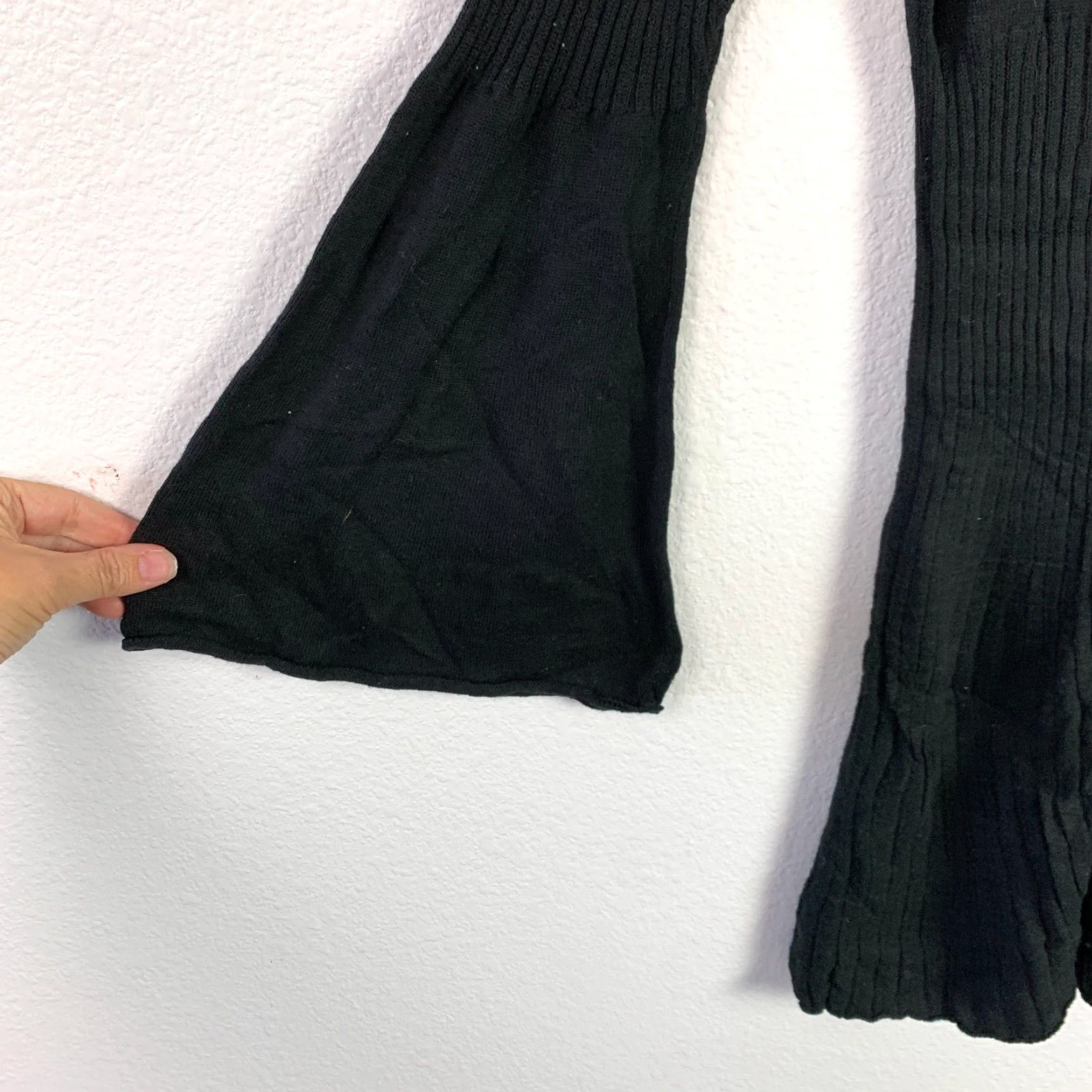 Bell Y2K Du Jour Black Goth Witchy Gothic Bell Sleeve Ribbed Sweater Dress XS Size XS / US 0-2 / IT 36-38 - 4 Thumbnail
