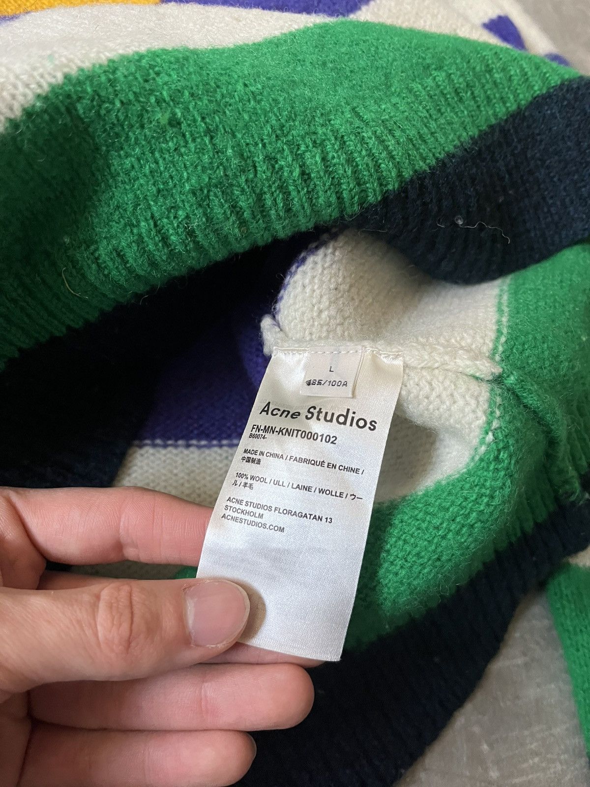 Acne Studios Acne Studios kai striped wool multicolor sweater Size US L / EU 52-54 / 3 - 9 Thumbnail
