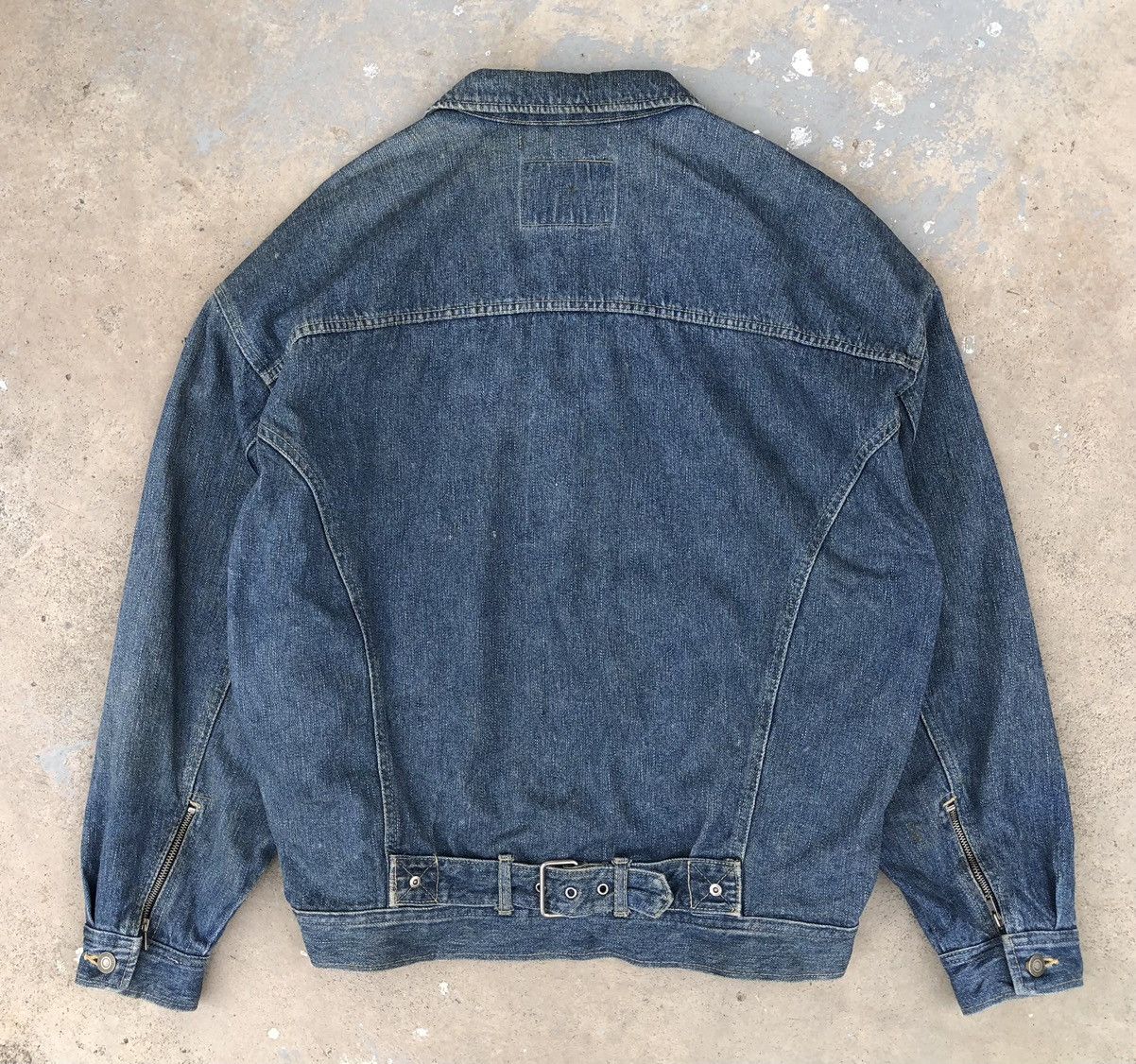 Vintage Vintage 1980s Denim Bomber Buckle Jacket Pockets Size US L / EU 52-54 / 3 - 2 Thumbnail