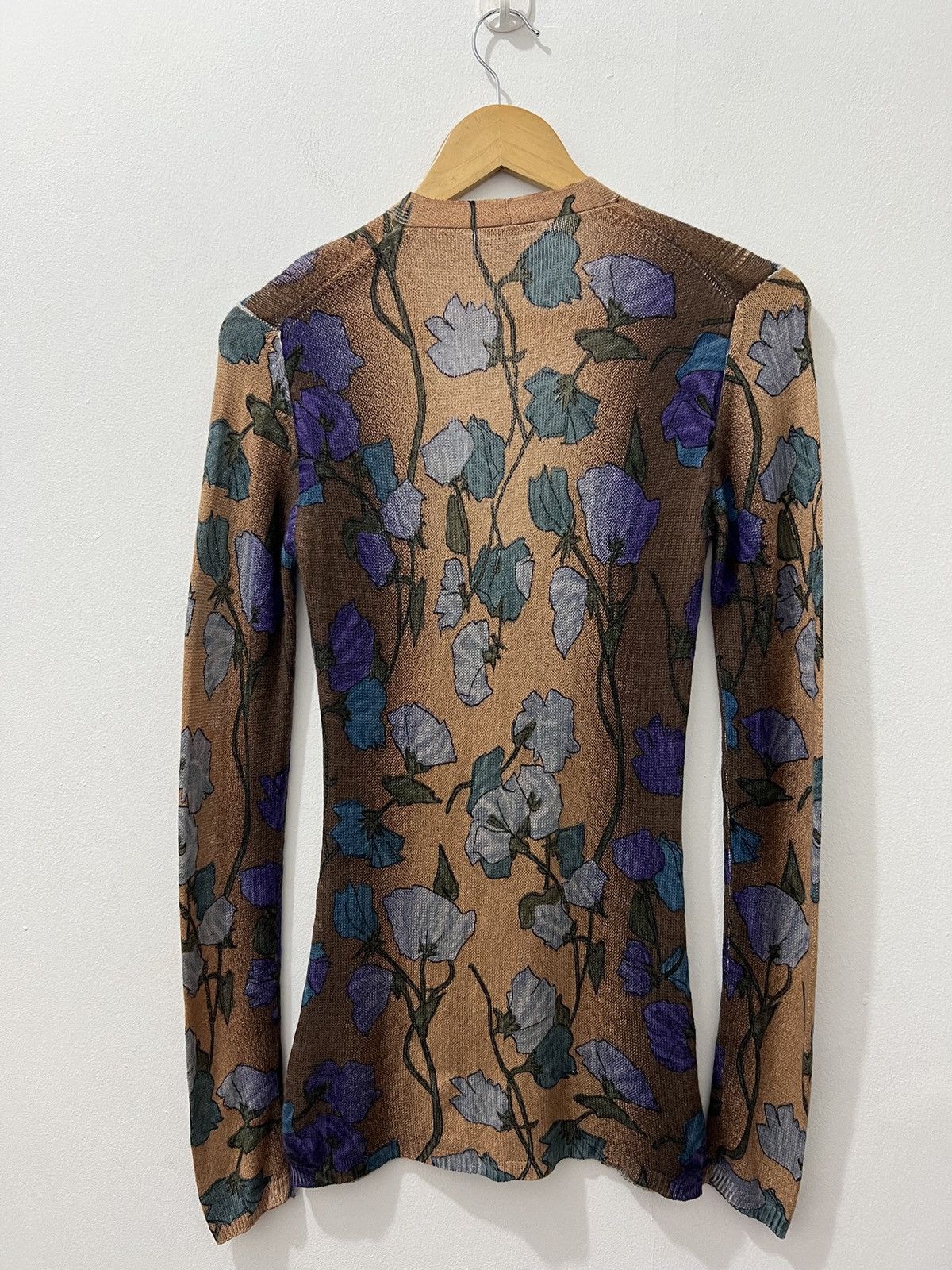 Prada Prada - 2008 Cashmere Ribbed Floral Cardigan Size S / US 4 / IT 40 - 5 Thumbnail