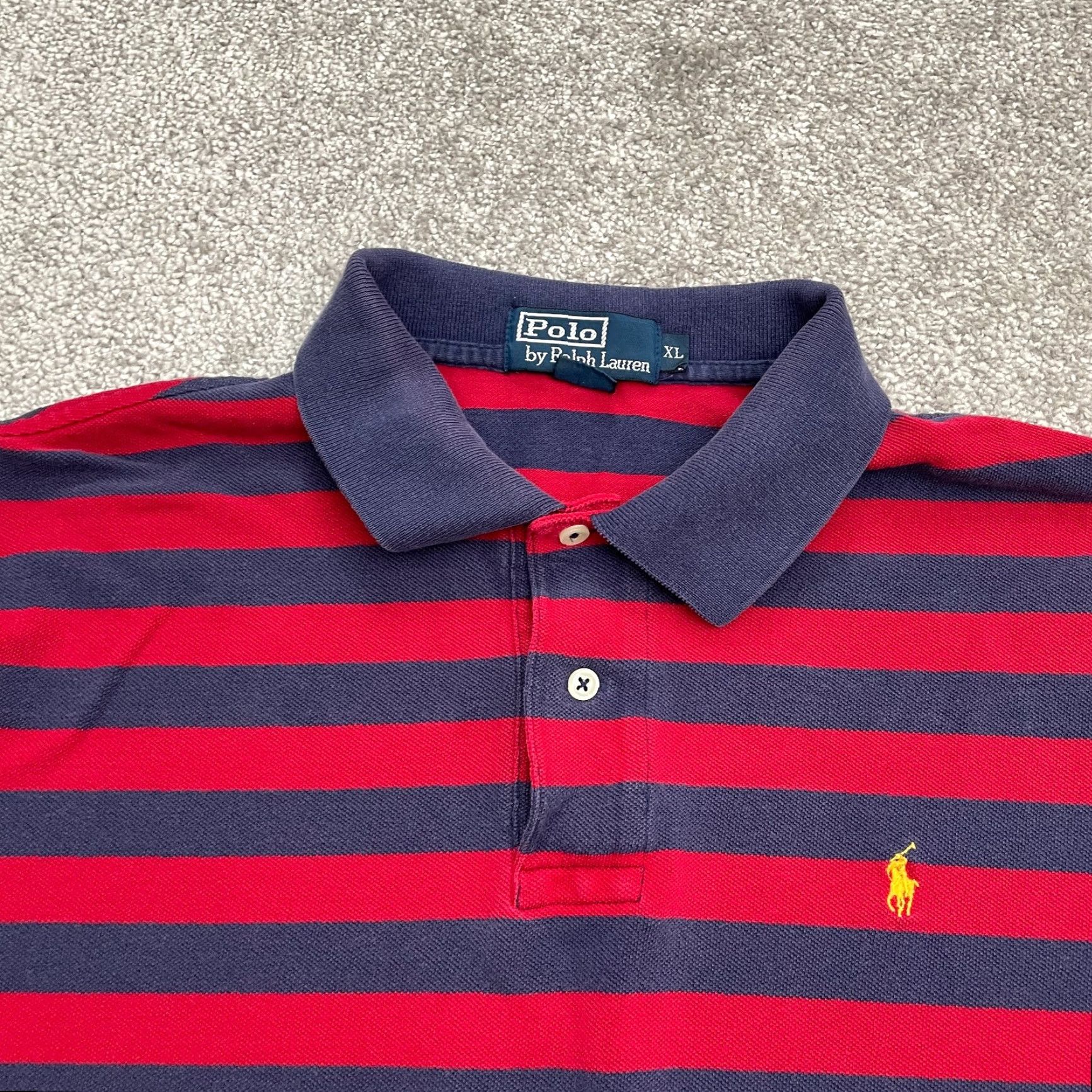 Ralph Lauren VINTAGE Polo Ralph Lauren Polo Shirt Mens XL Red Blue Striped Short Sleeve Cotton Golf Size US XL / EU 56 / 4 - 3 Thumbnail