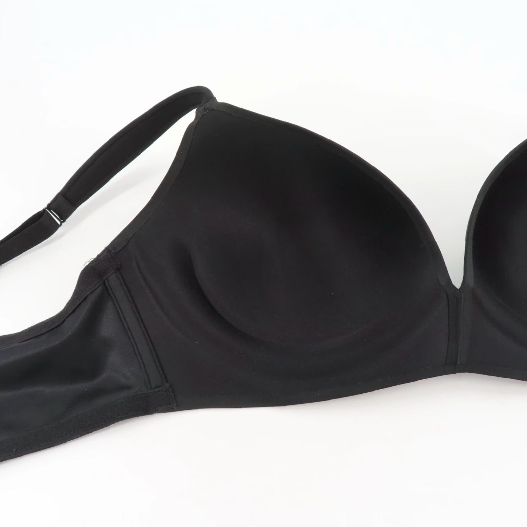 Vintage Cacique Bra Solid Black 38DDD Simply Wire Free Plunge Padded Wireless Plus Womens Shirt? Size ONE SIZE - 7 Thumbnail