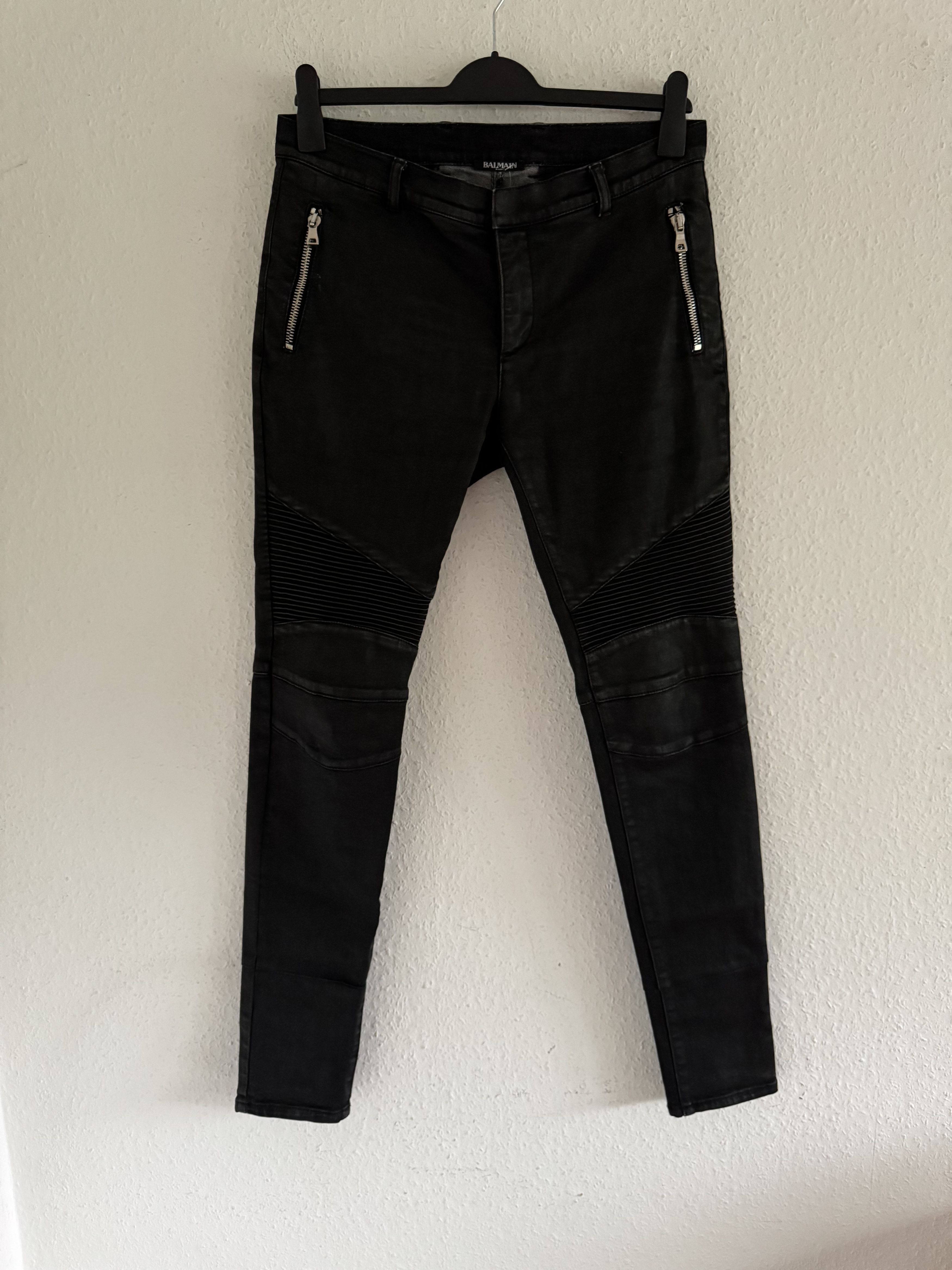 Balmain Waxed Biker Denim Jeans Size US 31 - 3 Thumbnail