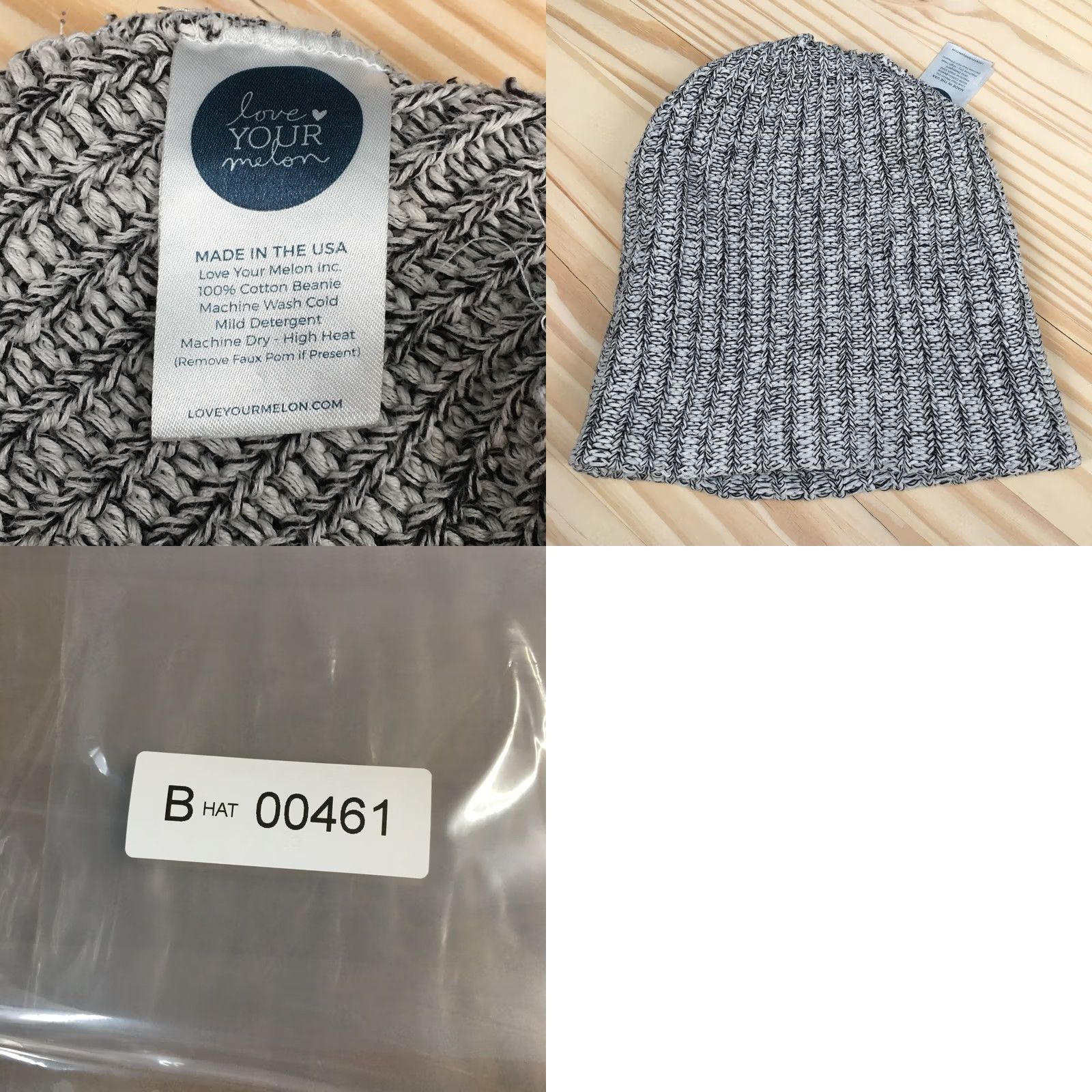 Vintage Love Your Melon Beanie Hat Womens One Size Knitted Cotton Gray Winter Size ONE SIZE - 8 Thumbnail
