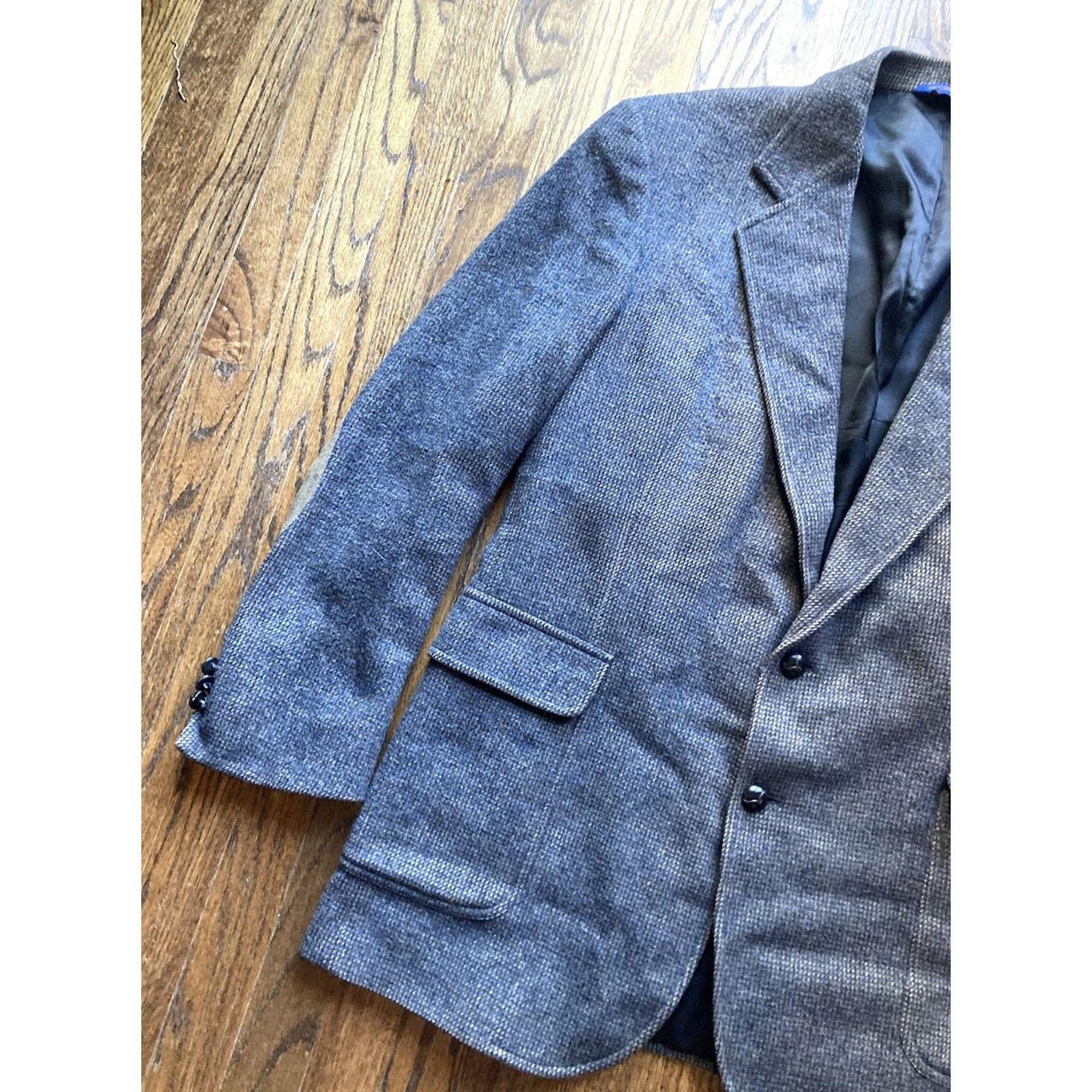 Pendleton VINTAGE Pendleton Sport Coat Jacket Men 42L Gray Wool Tweed Notch Lapel Two-Button Long Mens Size 42R - 2 Thumbnail