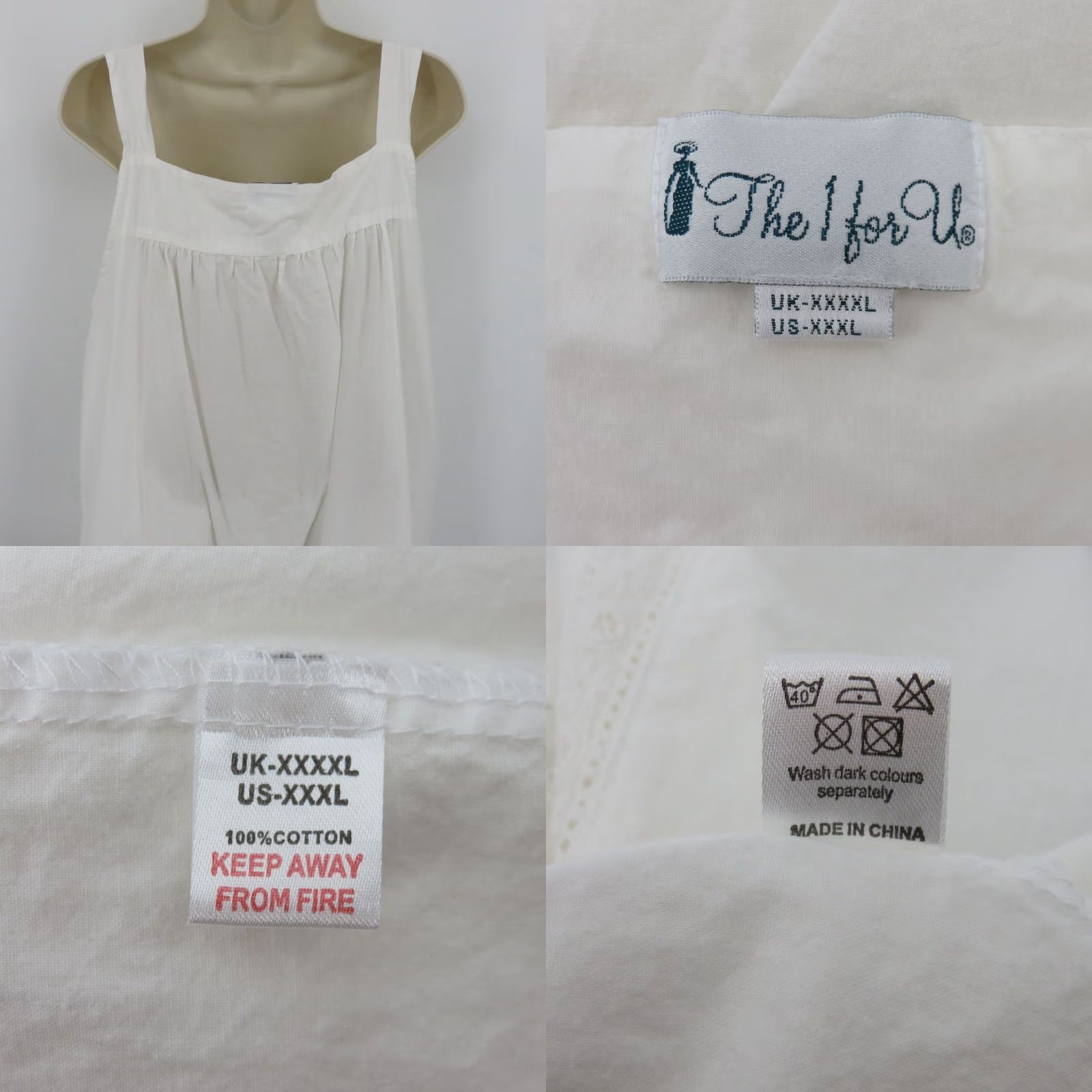 Pinko The 1 For U Gown Women 3XL XXXL White Pink Embroidered Eyelet Floral Sleeveless Nightgown Size ONE SIZE - 8 Thumbnail