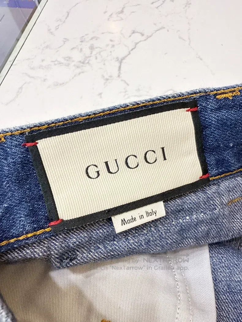 Gucci Gucci Wool-edged blue denim shorts letter logo embroidery Size 25" / US 0 / IT 36 - 4 Thumbnail