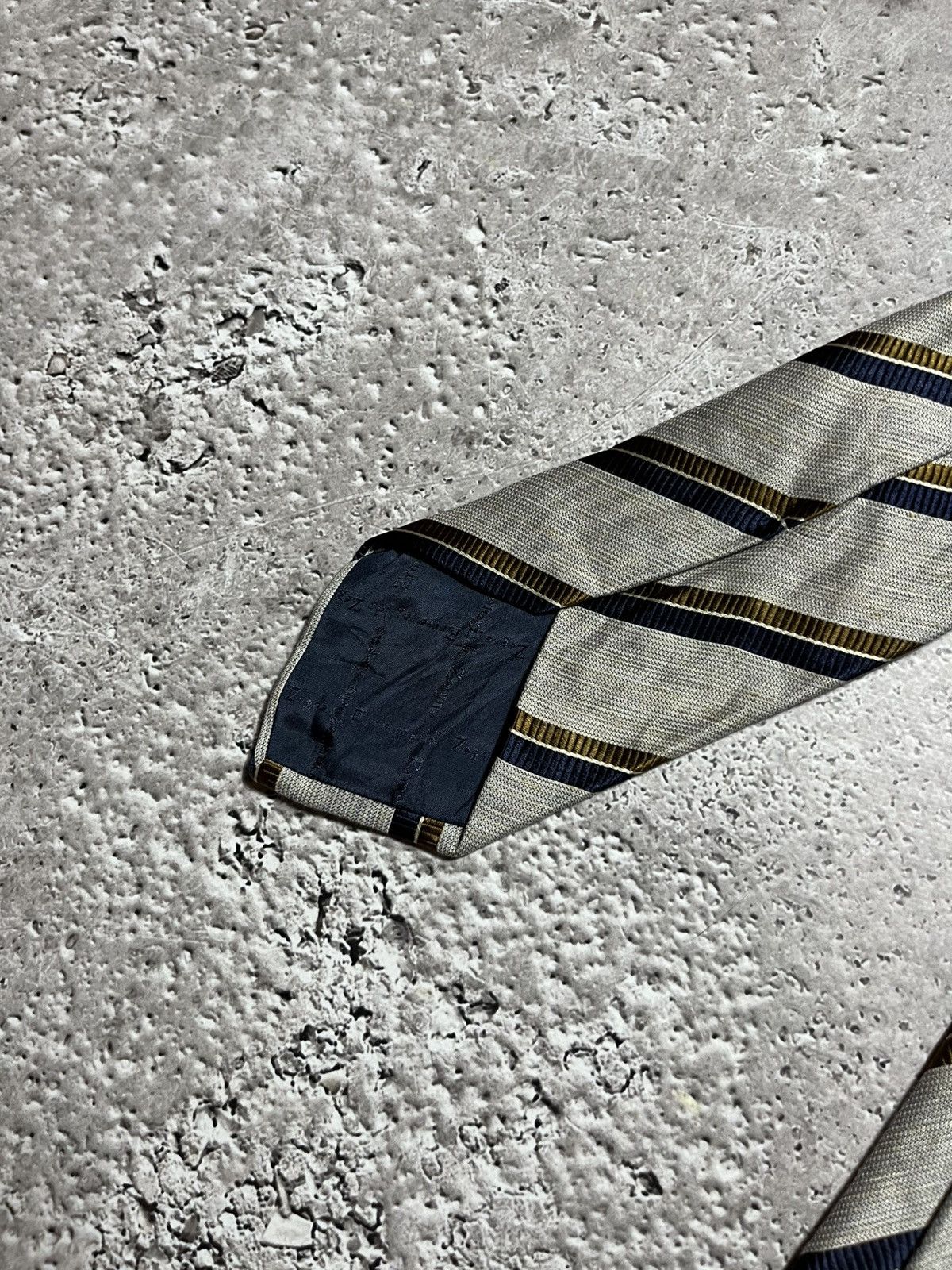 Ermenegildo Zegna × Vintage Ermenegildo Zegna Italy Silk Linen Tie Striped Classic Size ONE SIZE - 6 Thumbnail