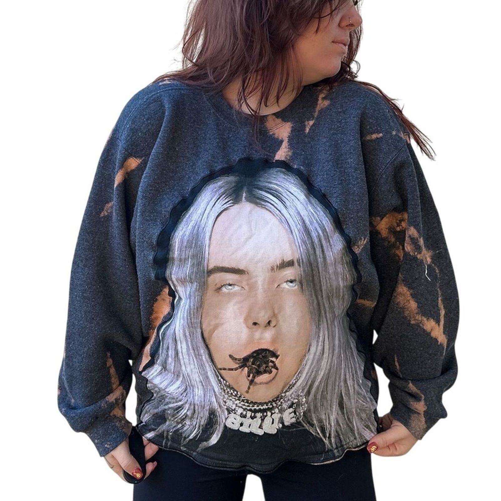 Other Billie Eilish Upcycled Bleach Dyed Crewneck Sweatshirt OOAK Size US L / EU 52-54 / 3 - 2 Thumbnail