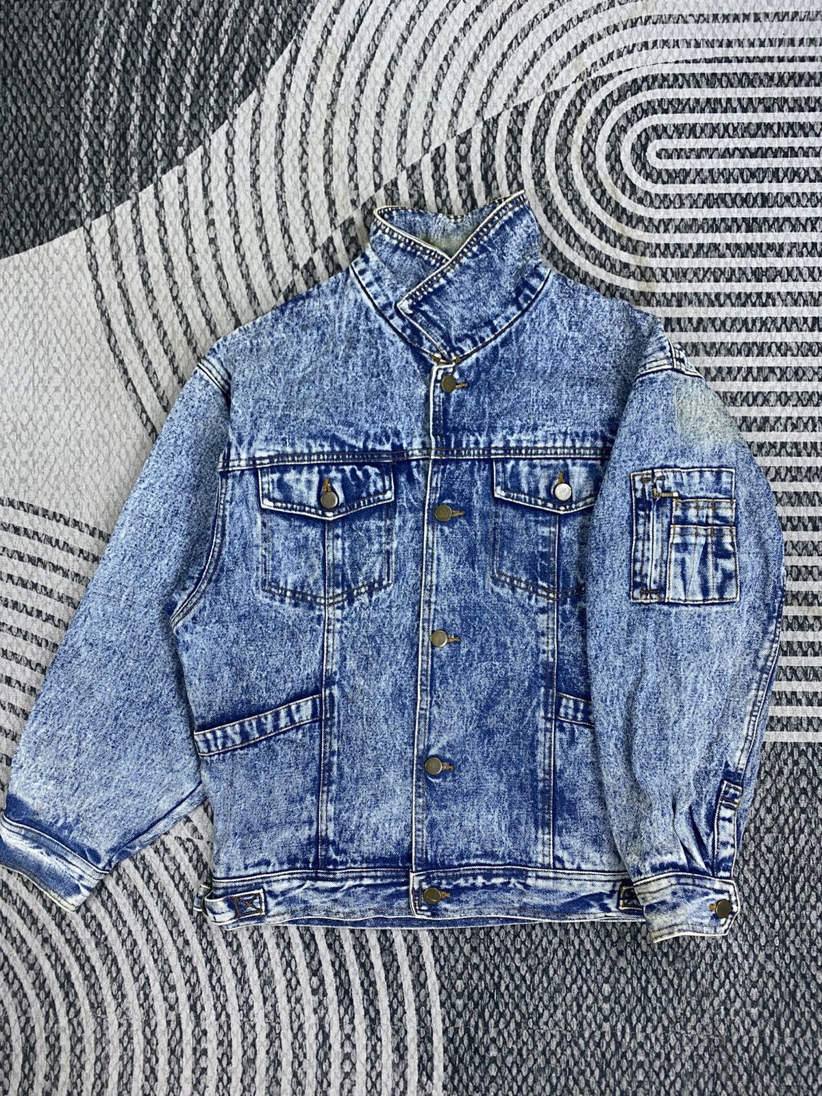 Japanese Brand Vintage Work Free Acid Blue Wash Denim Button Style Jacket Size US M / EU 48-50 / 2 - 5 Thumbnail