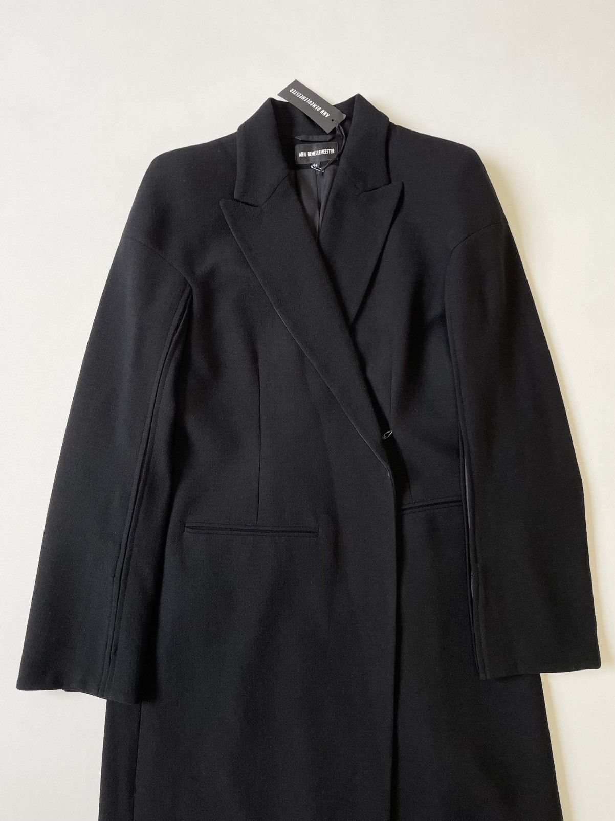 Ann Demeulemeester Black Brushed Wool Seam Panels Overcoat Size S / US 4 / IT 40 - 3 Thumbnail