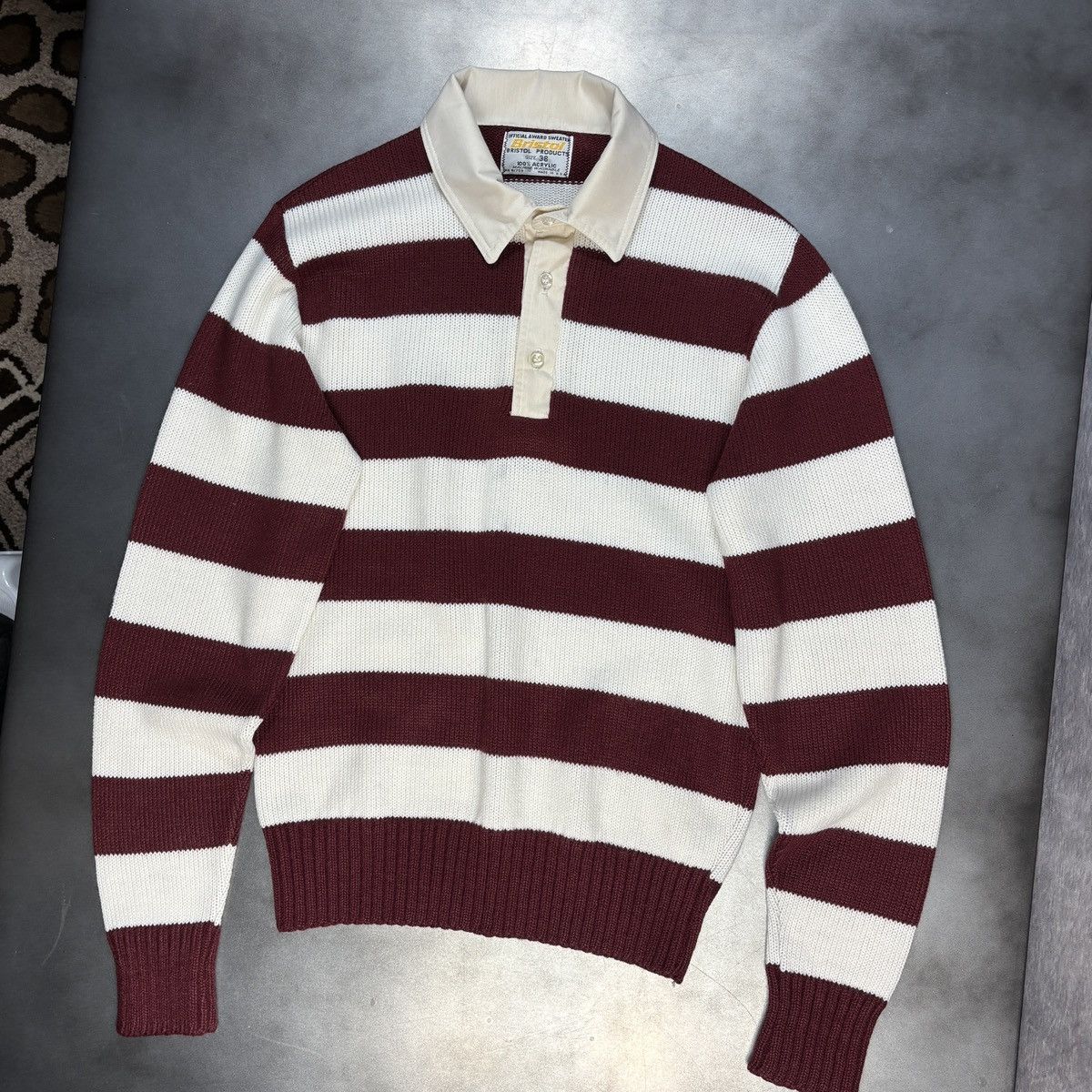 Bristol Studios × Vintage VIntage Bristol Knit Polo Sweater 1960s 1970s Rugby Stripe Size US S / EU 44-46 / 1 - 11 Thumbnail