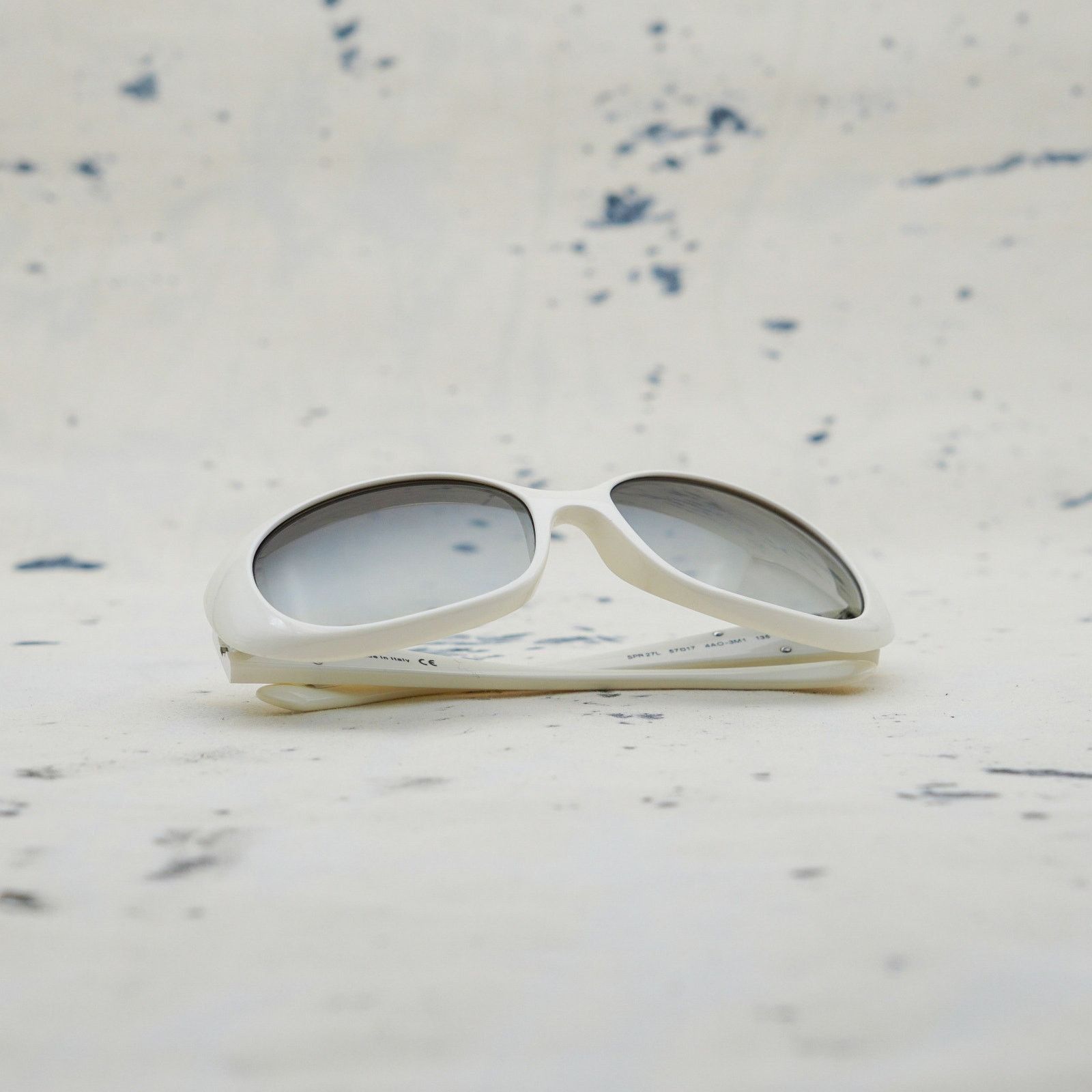 Prada Prada milano spr 27l triangle logo white oval sunglasses Size ONE SIZE - 8 Thumbnail