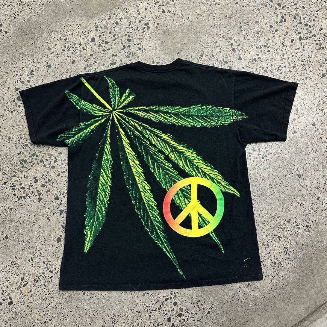 Jerzees × Vintage Vintage 1993 Marijuana Weed Peace Graphic T Shirt Size US XL / EU 56 / 4 - 2 Thumbnail