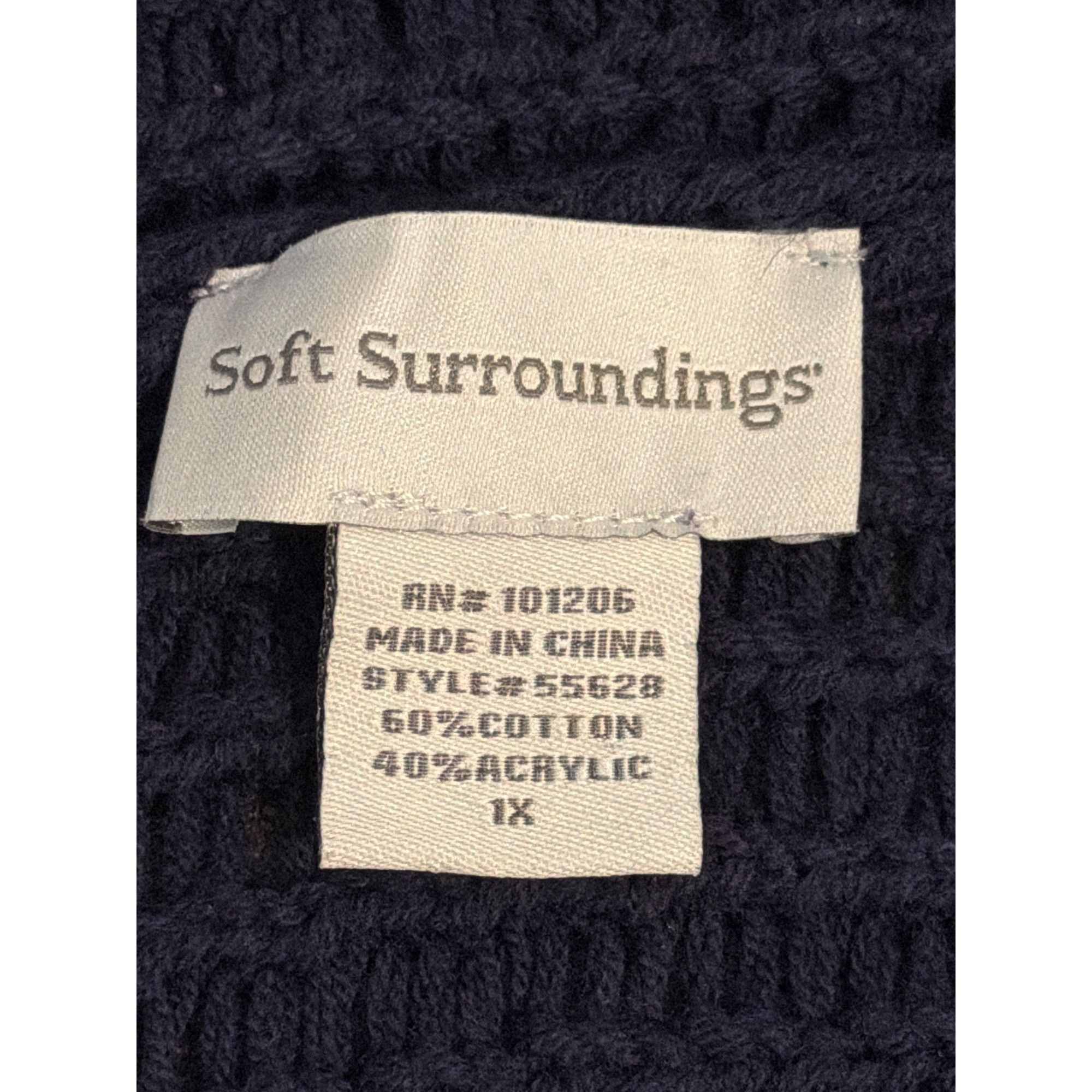Soft Surroundings Soft Surroundings Navy Blue Open Front Knit Cardigan Sweater Size XL / US 12-14 / IT 48-50 - 4 Thumbnail