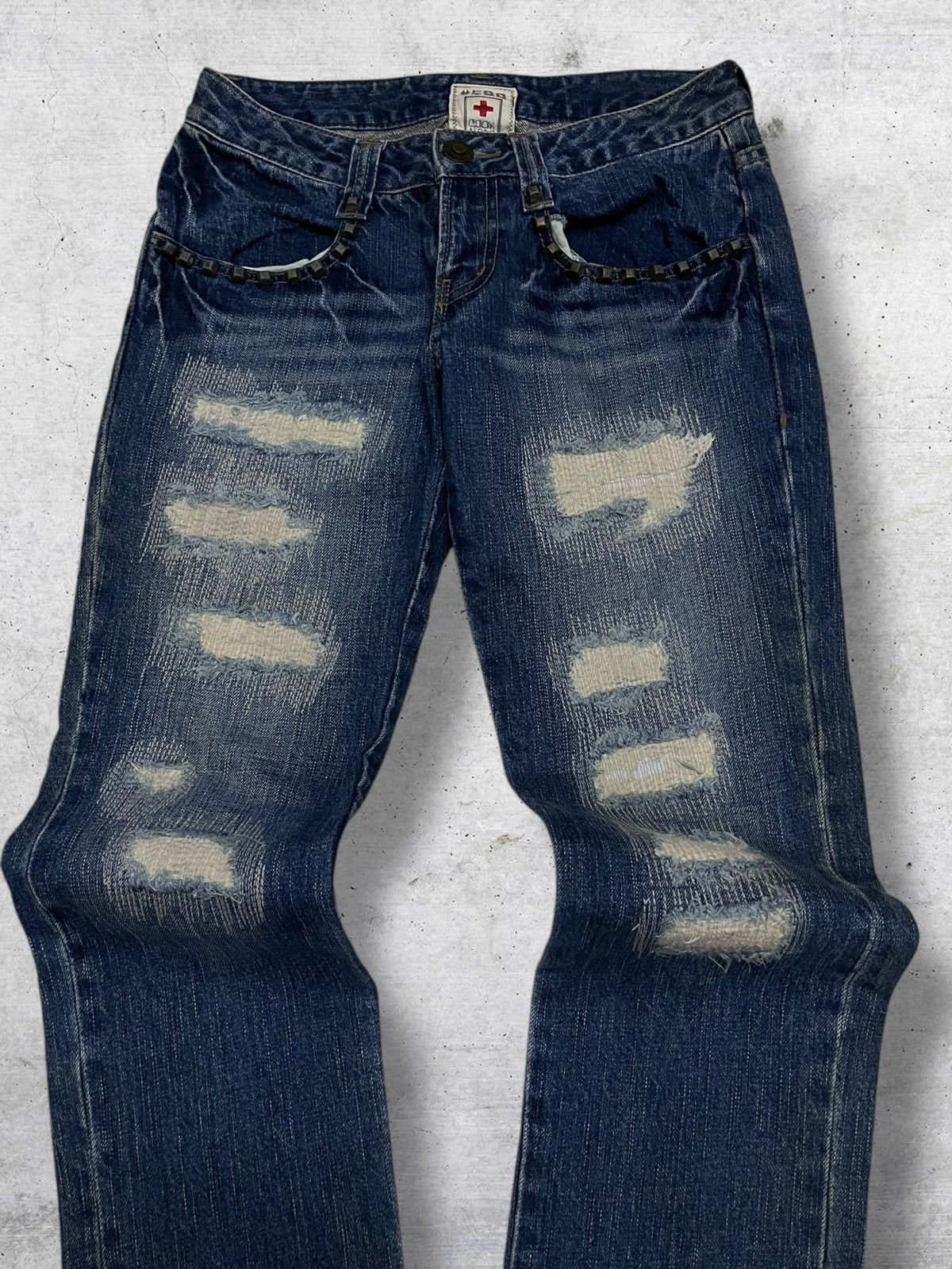 Hysteric Glamour VINTAGE COOK 90S JAPAN DESIGNER SCAB DISTRESSING OG DENIM Size US 26 / EU 42 - 4 Thumbnail