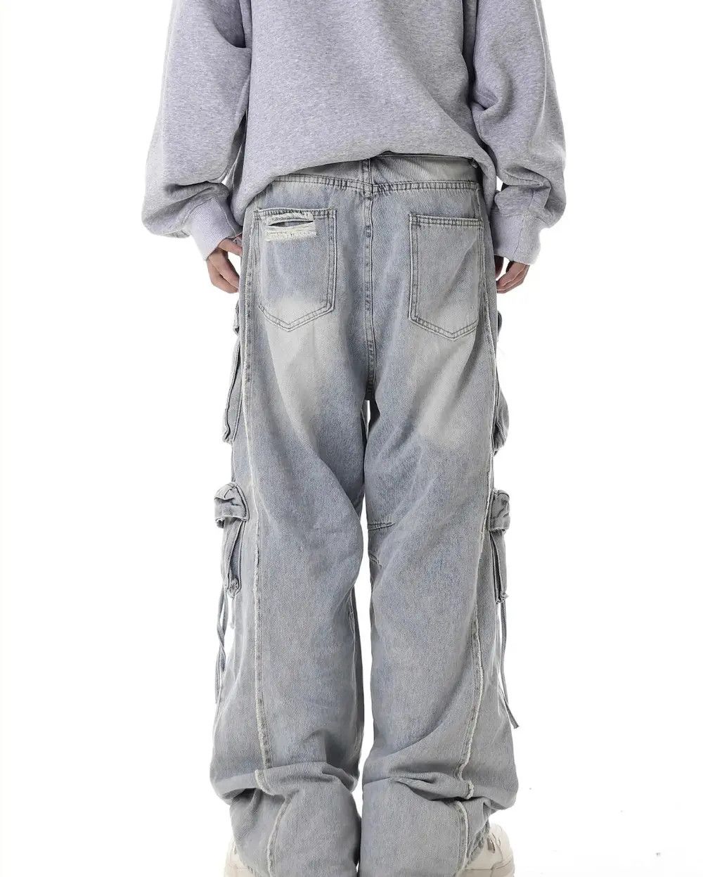 Jean Retro heavy industry beggar ripped workwear wide leg jeans Size US 32 / EU 48 - 3 Thumbnail