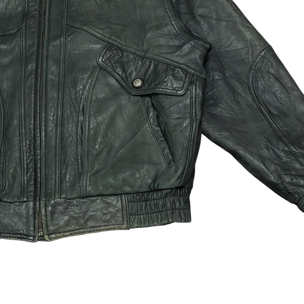 Genuine Leather Vtg Moda Italiana Flight Bomber Leather Jacket Fur Collar Size US L / EU 52-54 / 3 - 3 Thumbnail