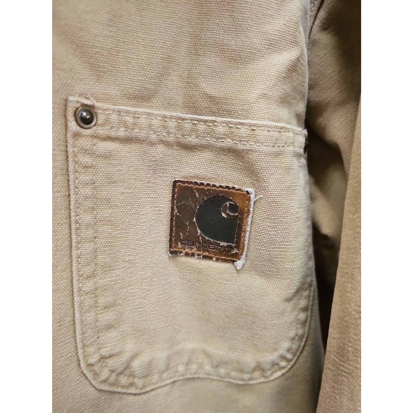 Carhartt VINTAGE Carhartt J97 Chore Coat Medium Beige Distressed Lined 90s Workwear Made in USA Mens Jacket Size US M / EU 48-50 / 2 - 3 Thumbnail