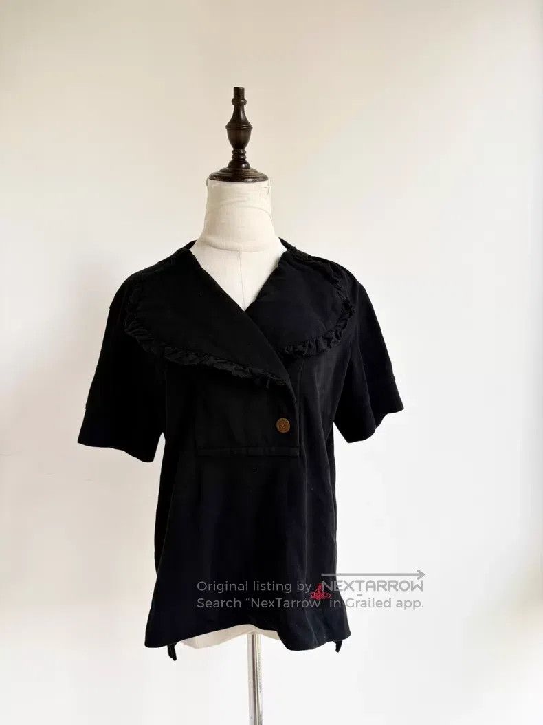Vivienne Westwood Vivienne Westwood Black Lace-up Collar Short Sleeve Top Size ONE SIZE - 1 Thumbnail