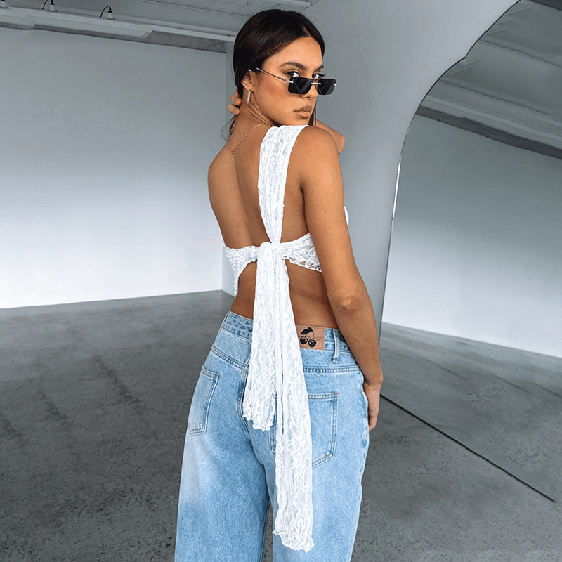 Other Lace Backless Top Summer Waistless Vest Streetwear Womens Size L / US 10 / IT 46 - 2 Thumbnail
