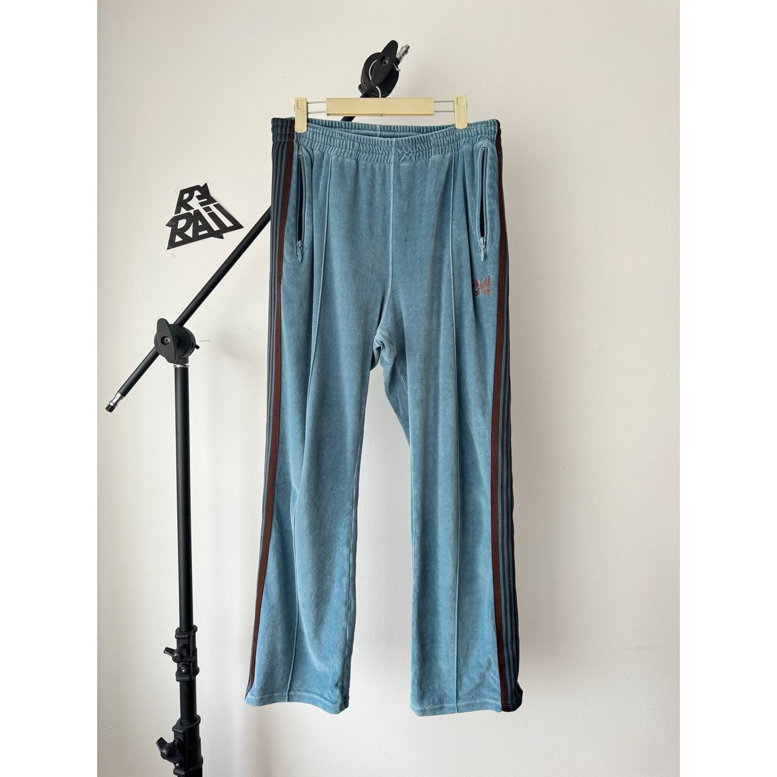 Needles Needles Velour Track Pants Sax Blue Japan Size US 34 / EU 50 - 2 Thumbnail