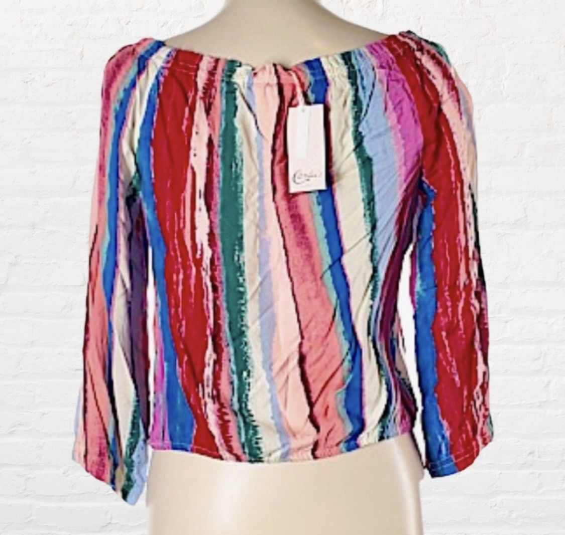 Other CANDIE’S STRIPED COLD SHOULDER CROP TOP 3/4 SLEEVES Size L / US 10 / IT 46 - 7 Thumbnail