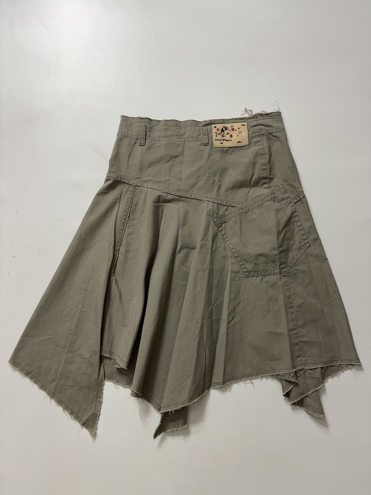 Vintage ASYMMETRIC ARCHIVE VINTAGE MIDI MINI SKIRT MILITARY Size 28" / US 6 / IT 42 - 3 Thumbnail